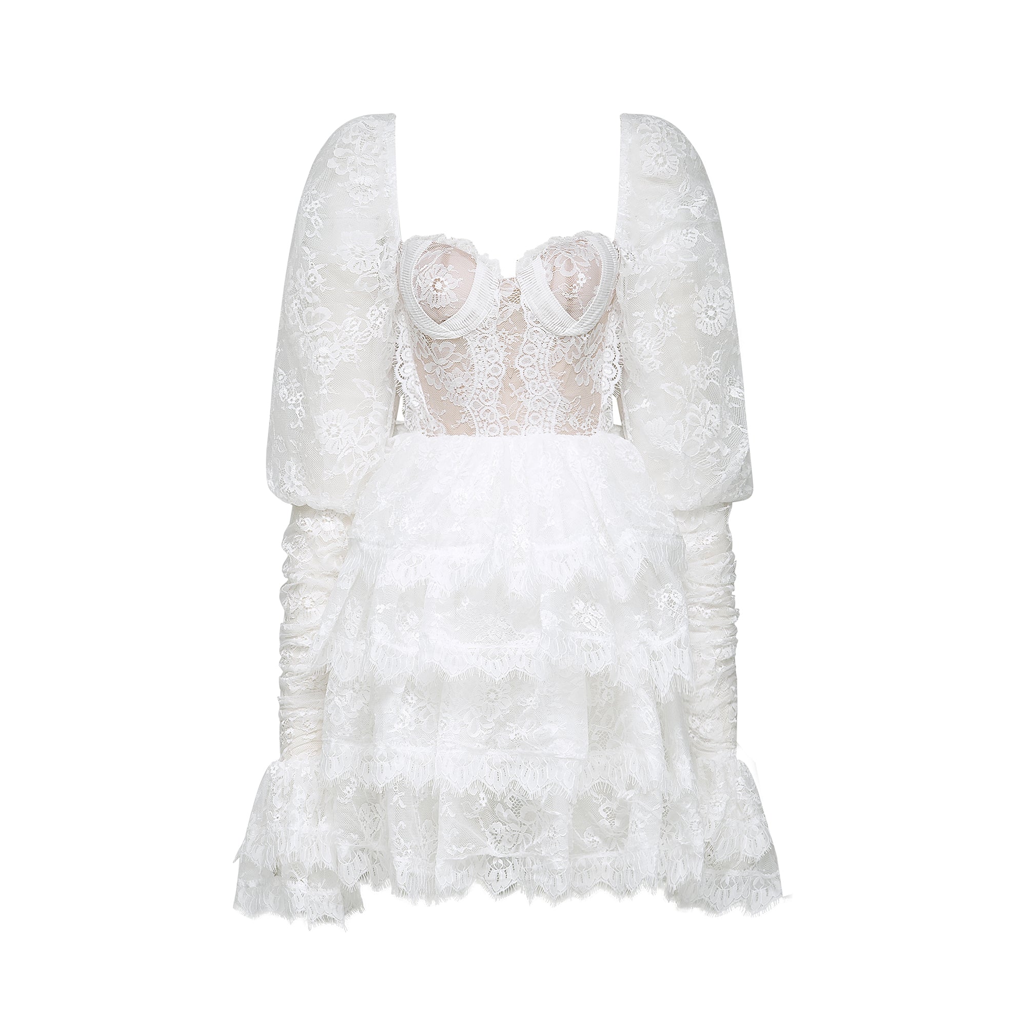 Nadine semi-sheer lace-trim mini dress