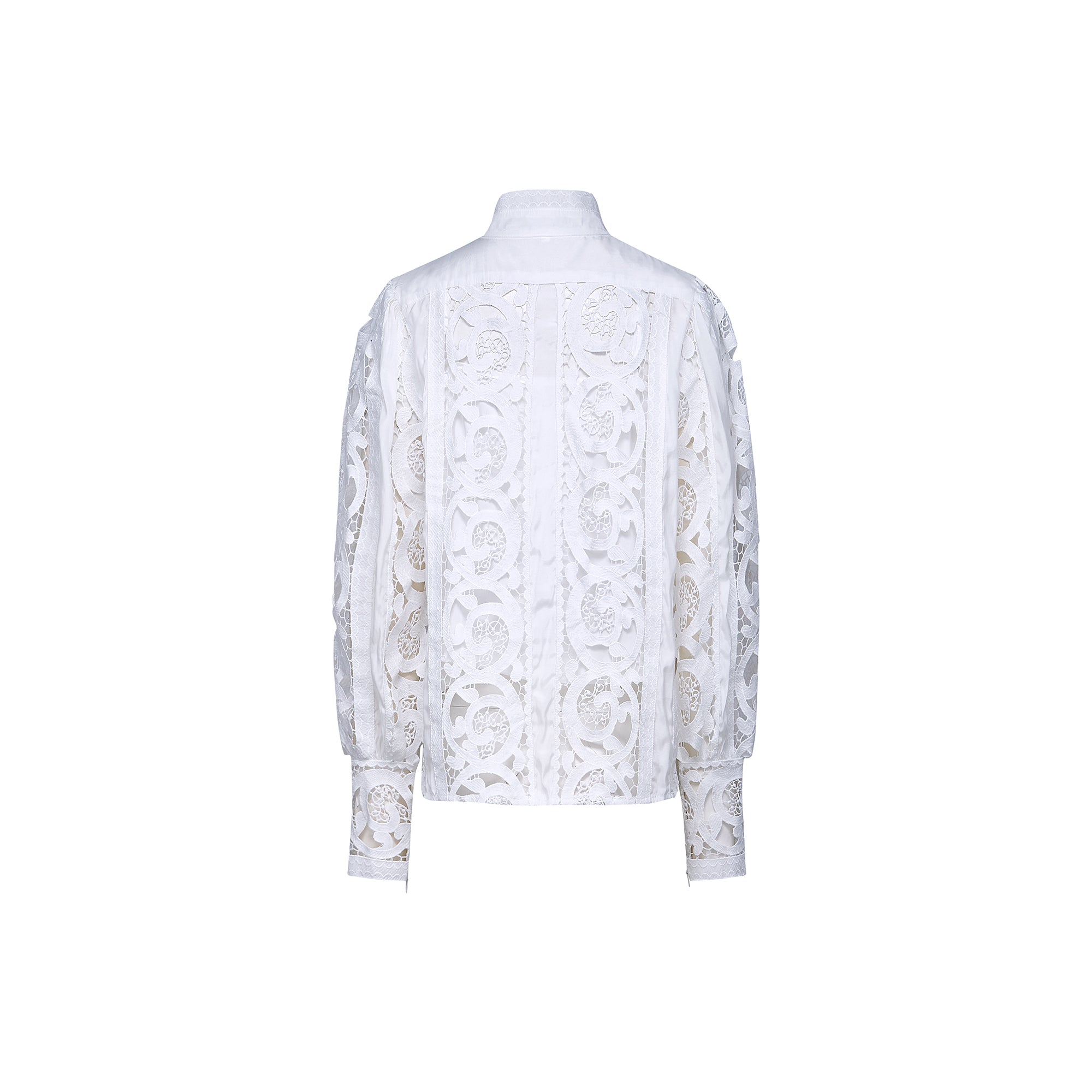 Marie lace-floral embellished shirt & skirt matching set