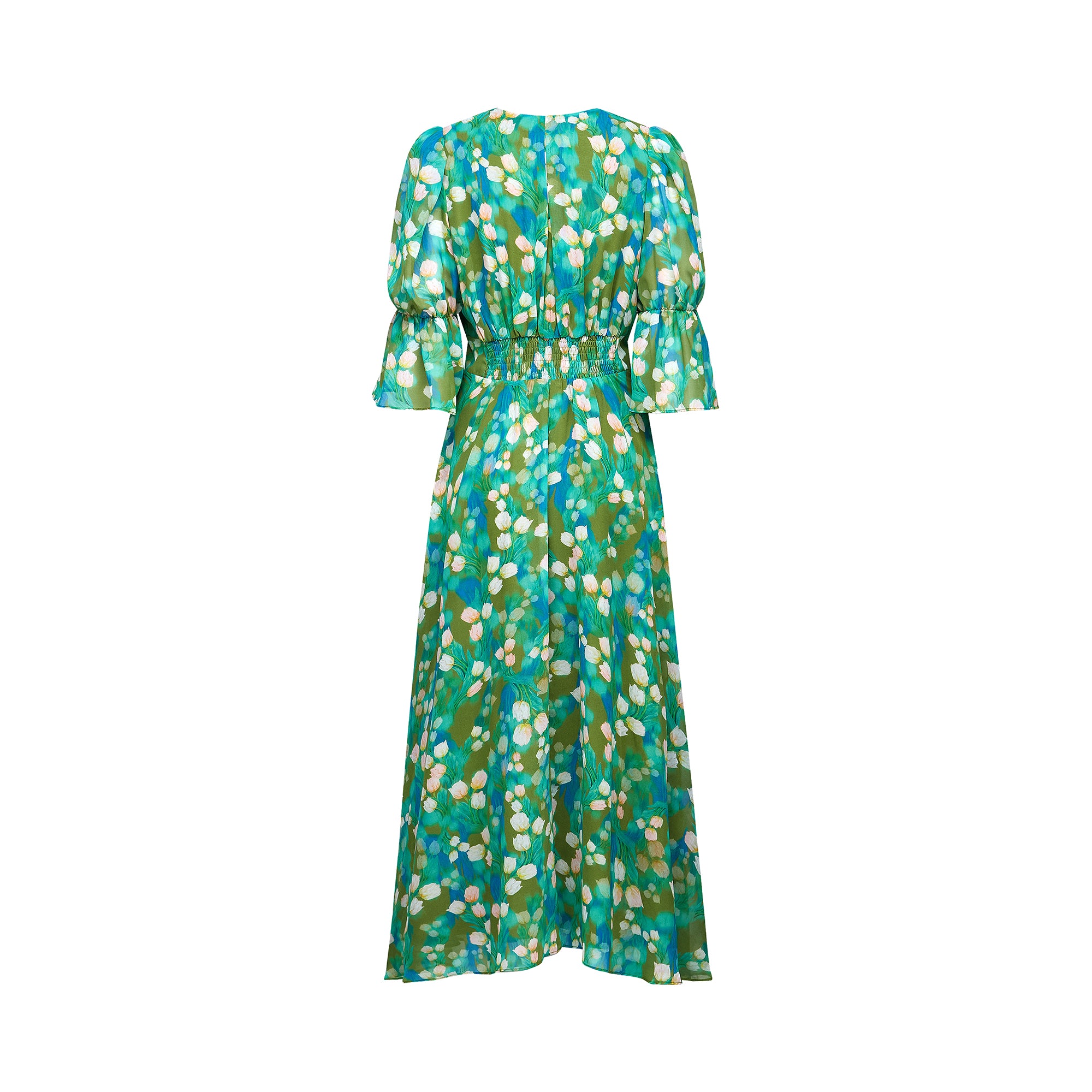 Perrine green floral-print midi dress