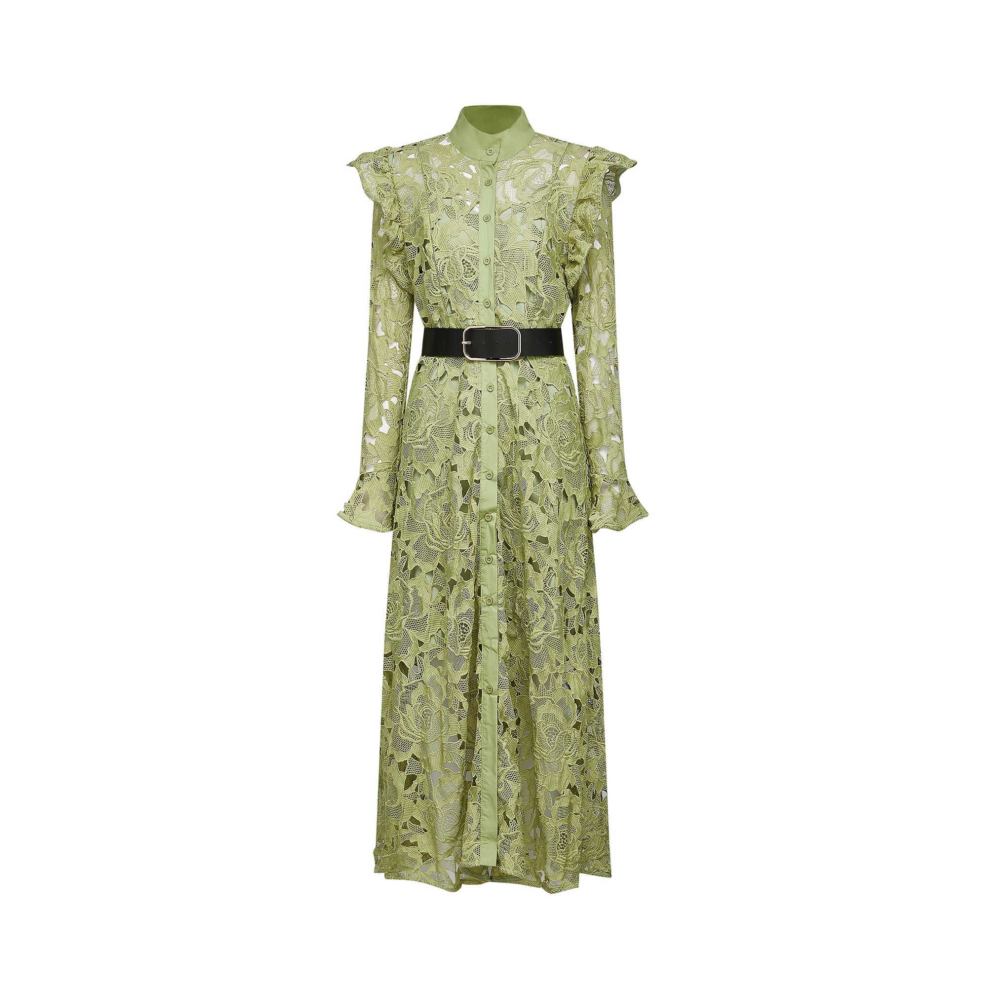 Noémie floral-embroidered midi dress in Green