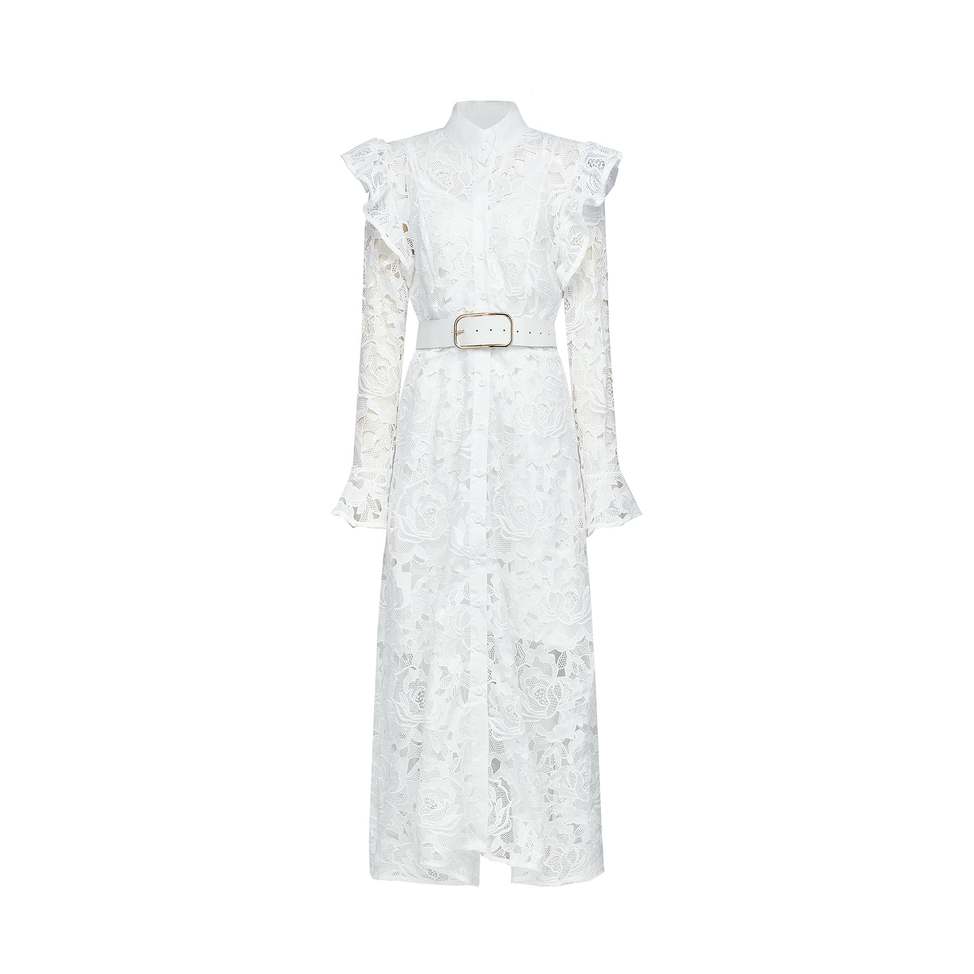 Noémie floral-embroidered midi dress in White