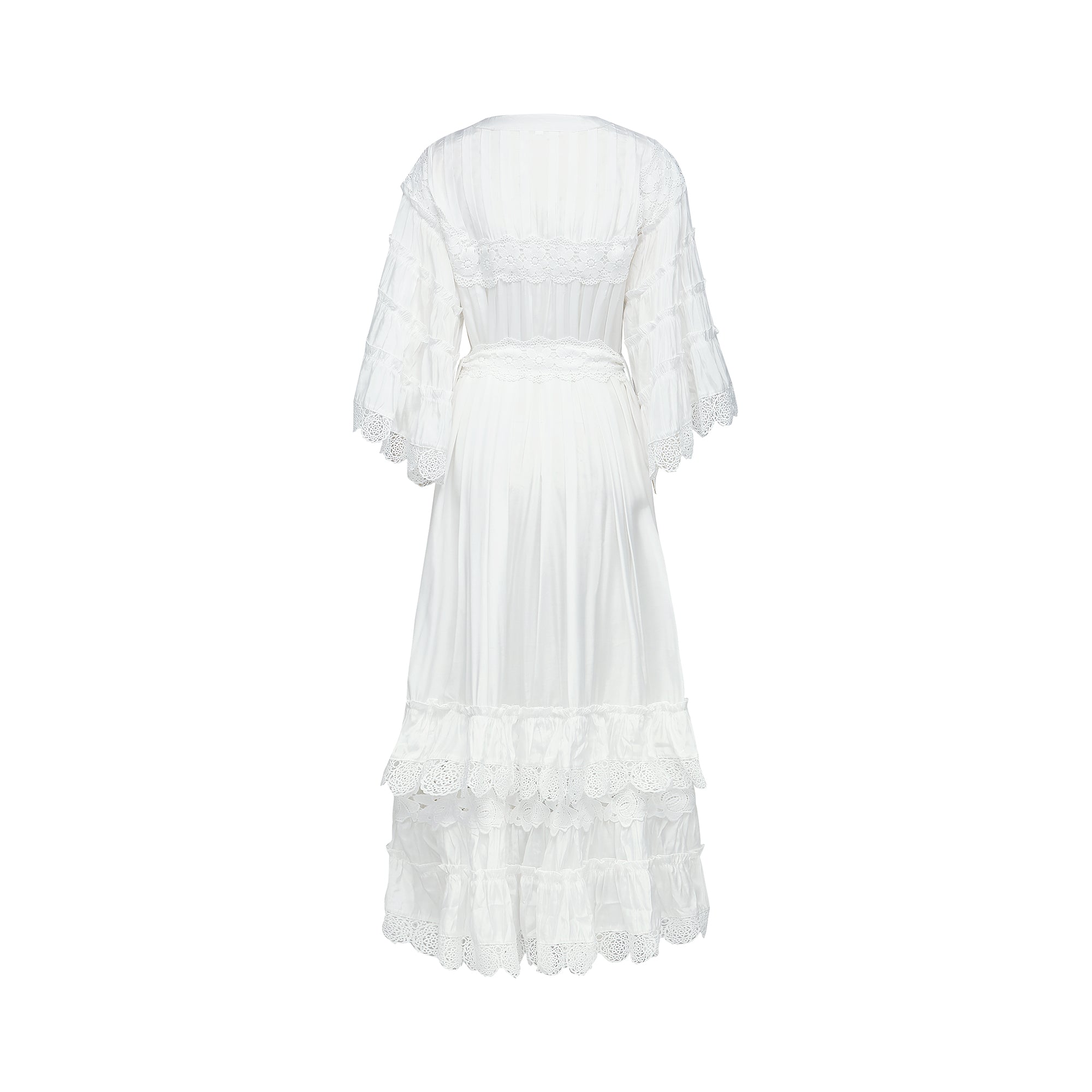 Thérèse semi-sheer lace trim midi dress