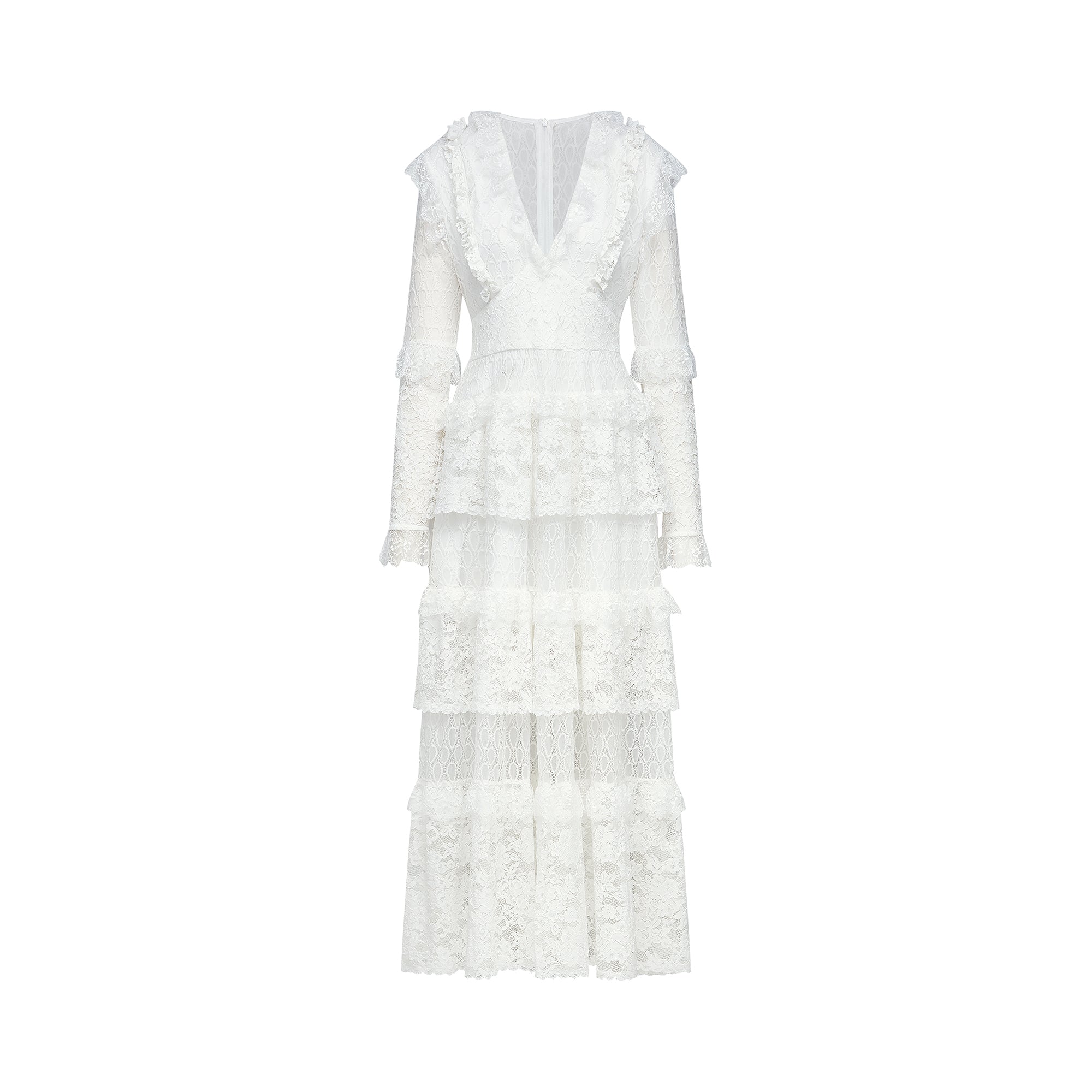 Aimée layered cut-out lace embroidered midi dress