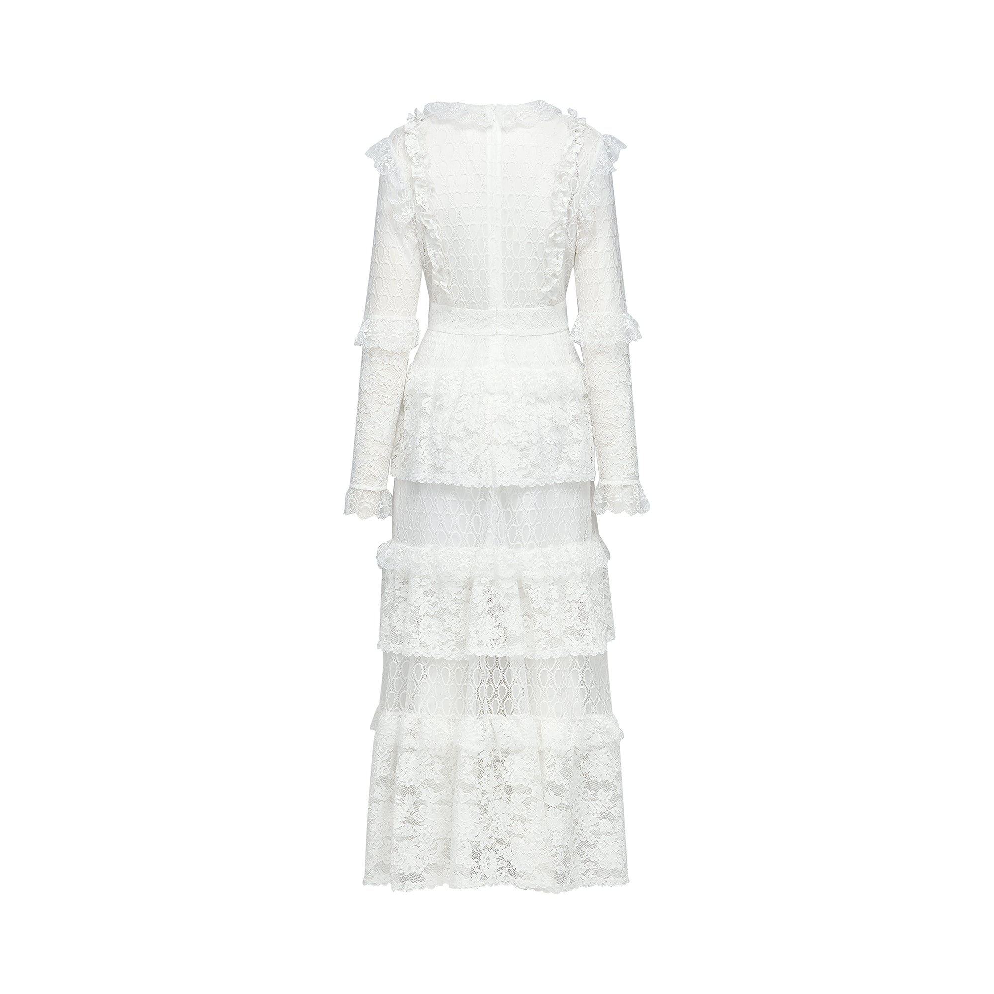 Aimée layered cut-out lace embroidered midi dress