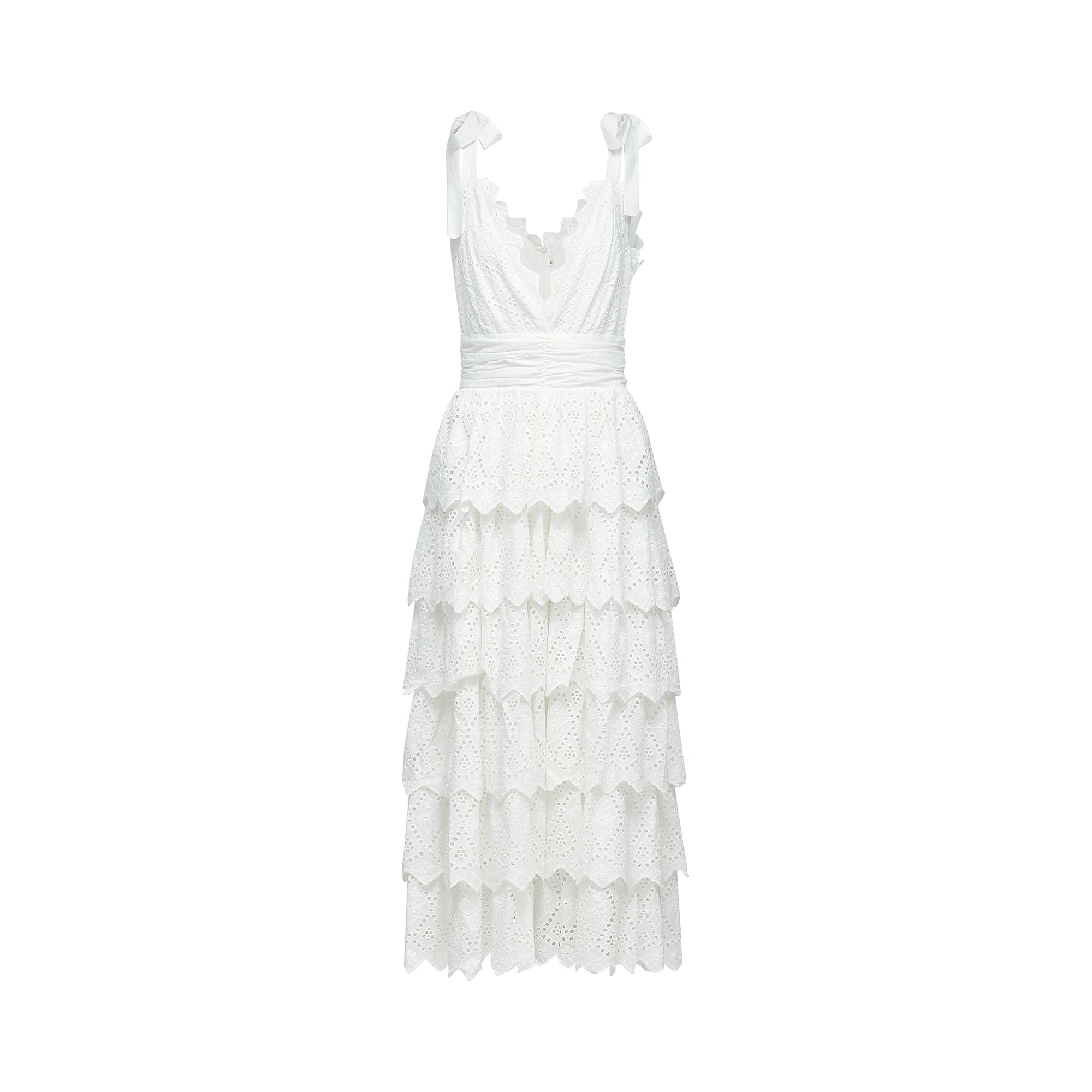 Chloé layered lace-trim cut-out midi dress