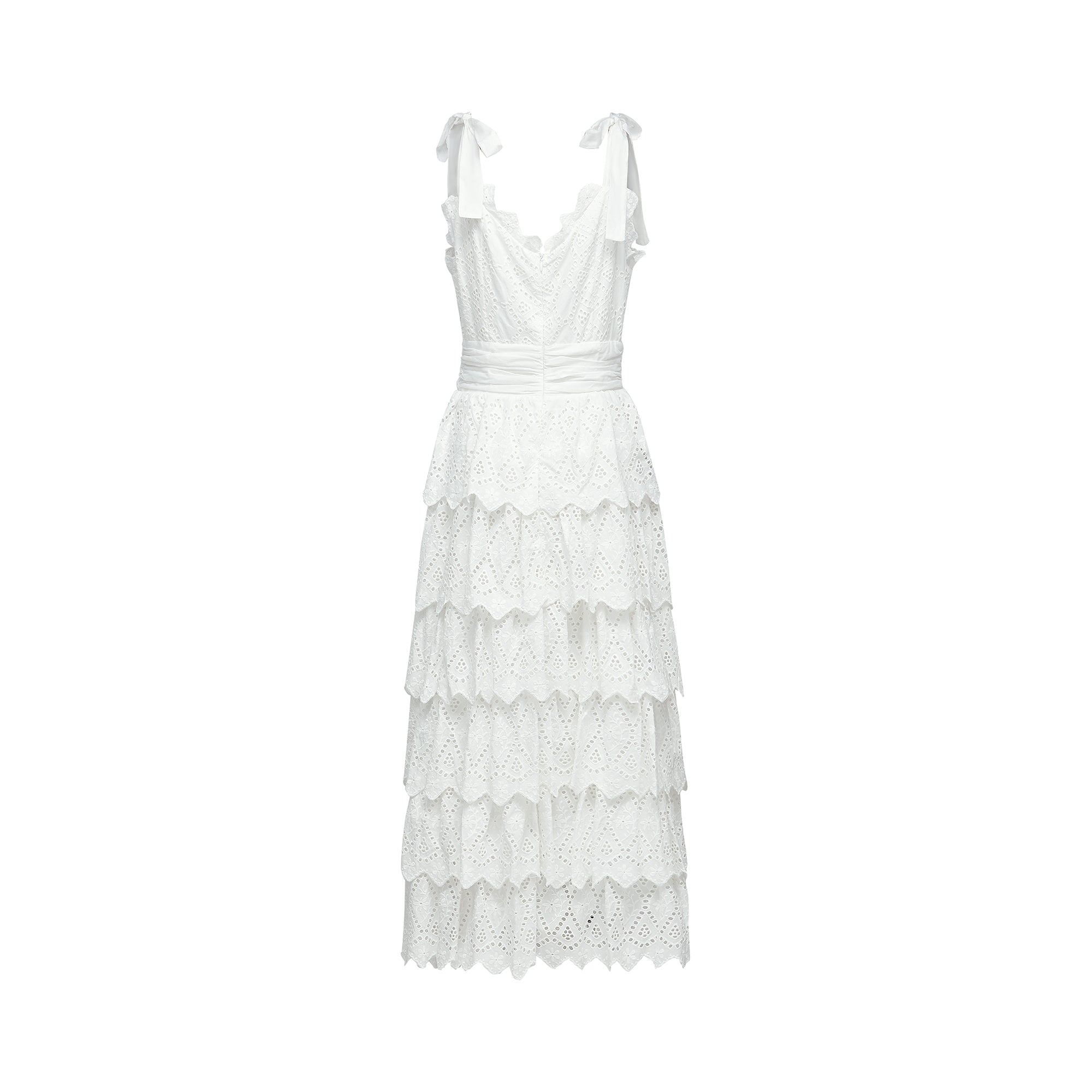 Chloé layered lace-trim cut-out midi dress