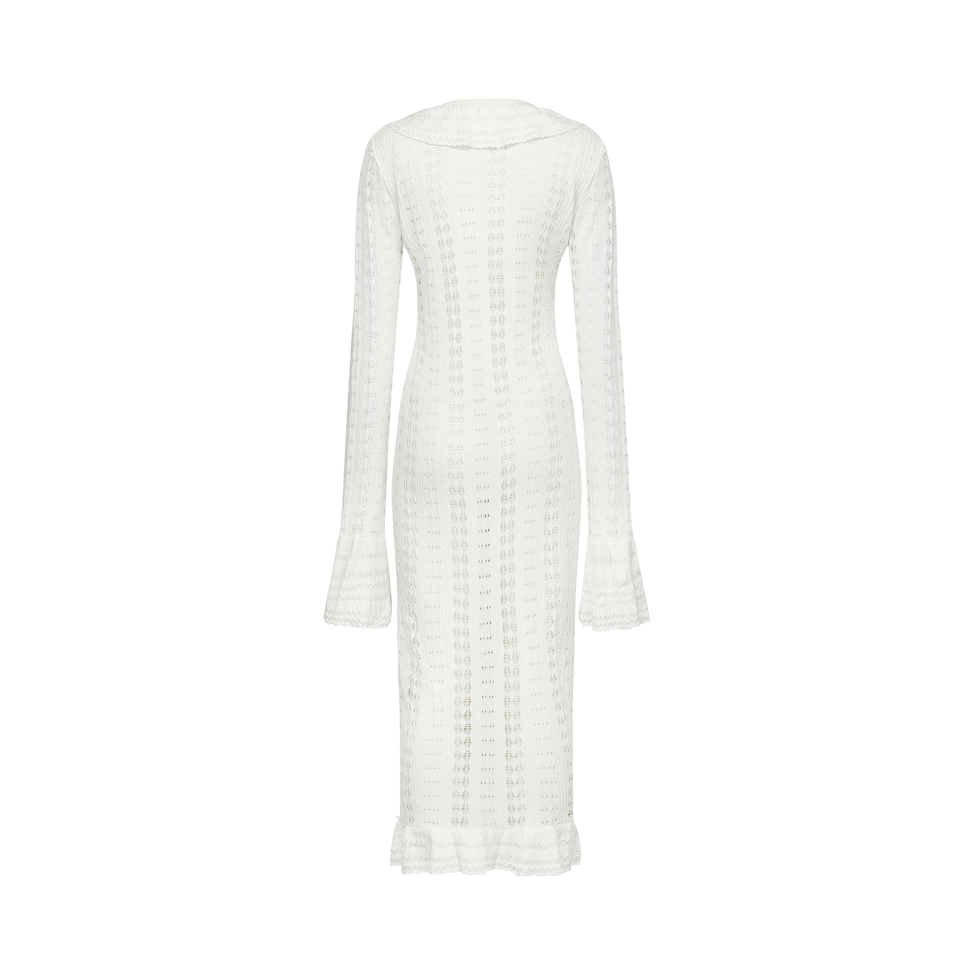 Alyssa pointelle-knit V-neck midi dress