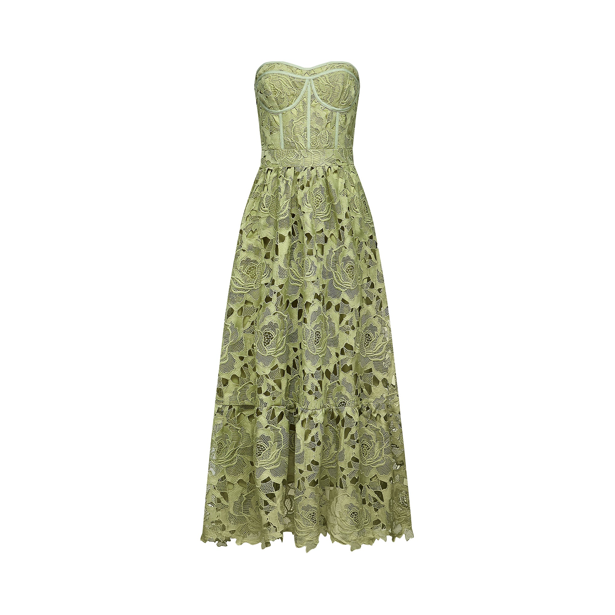 Inès lace floral embroidered cut-out midi dress