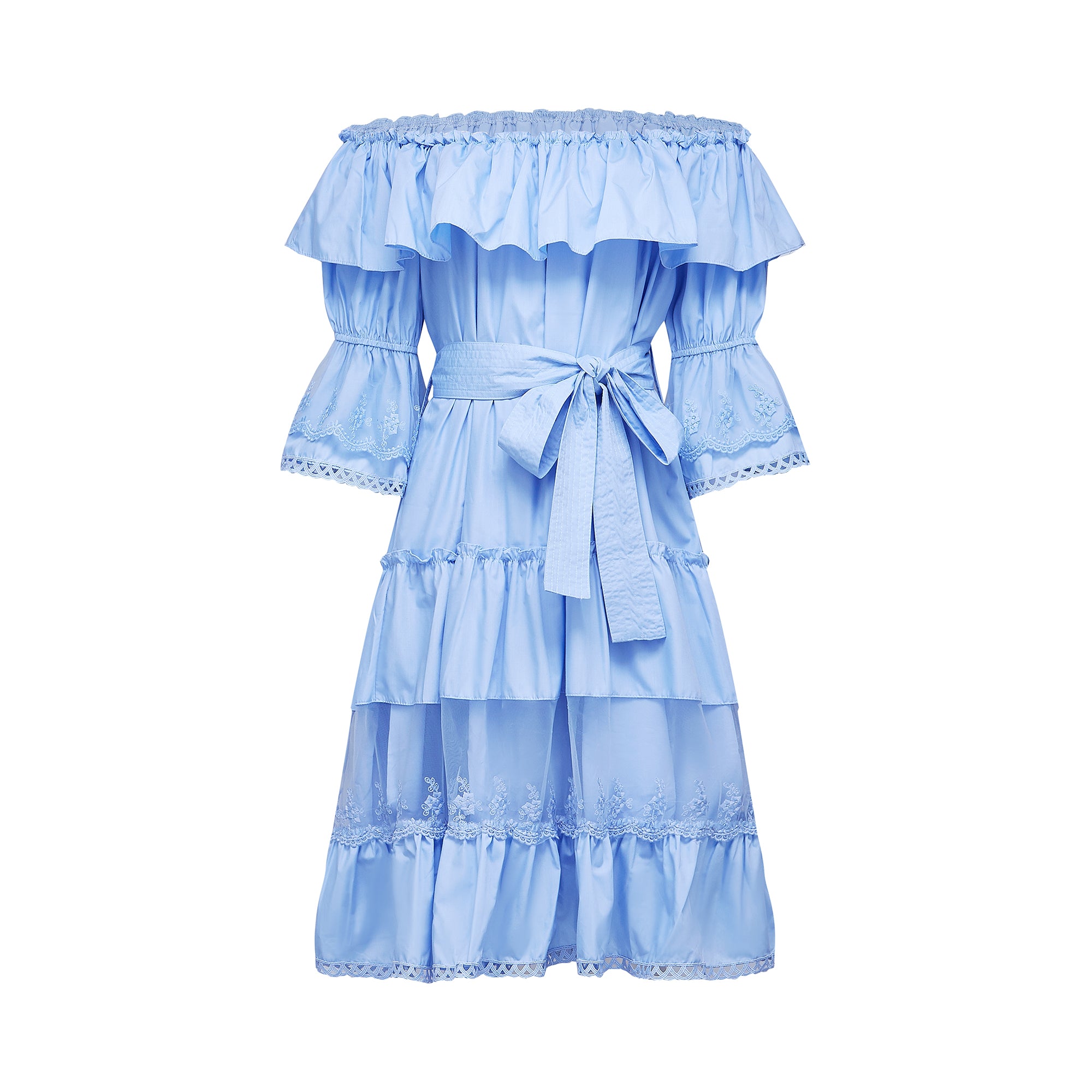 Sophie off-shoulder tiered midi dress