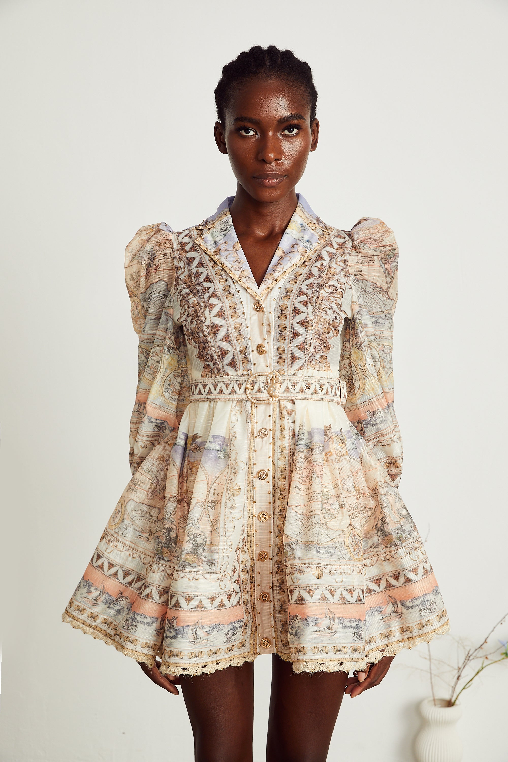 Yannick graphic-print belted mini dress