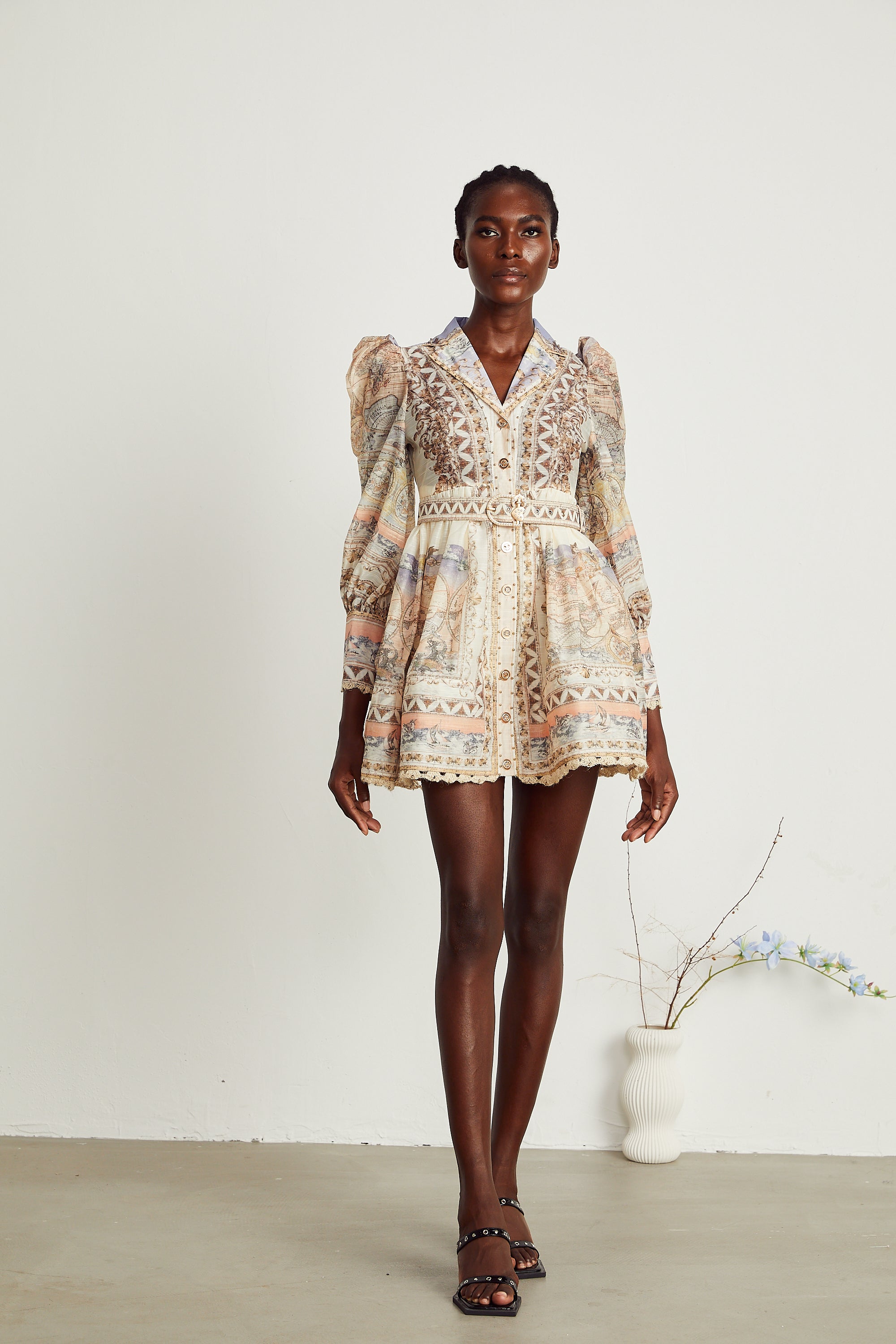 Yannick graphic-print belted mini dress