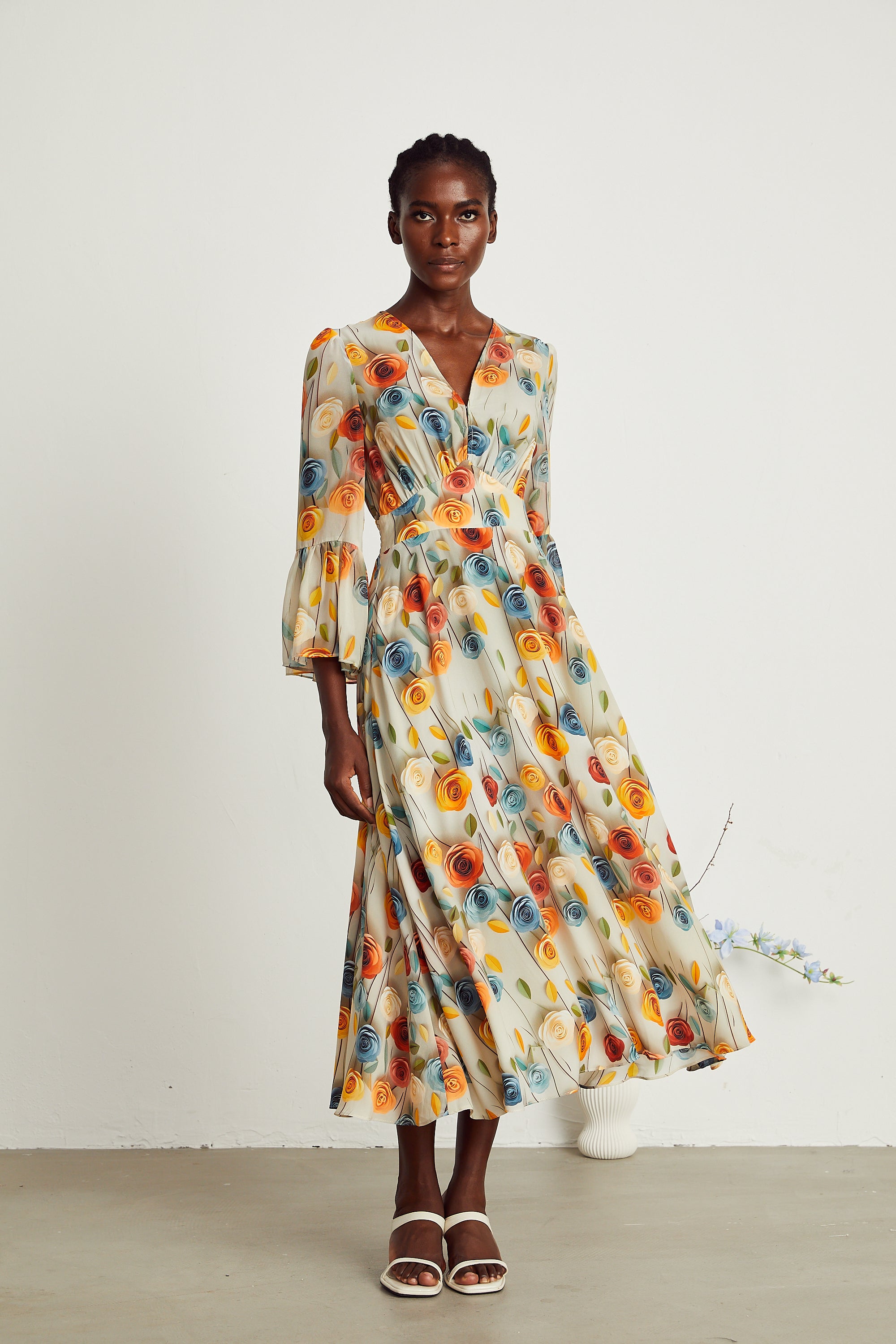 Gabriela floral-print V-neck midi dress