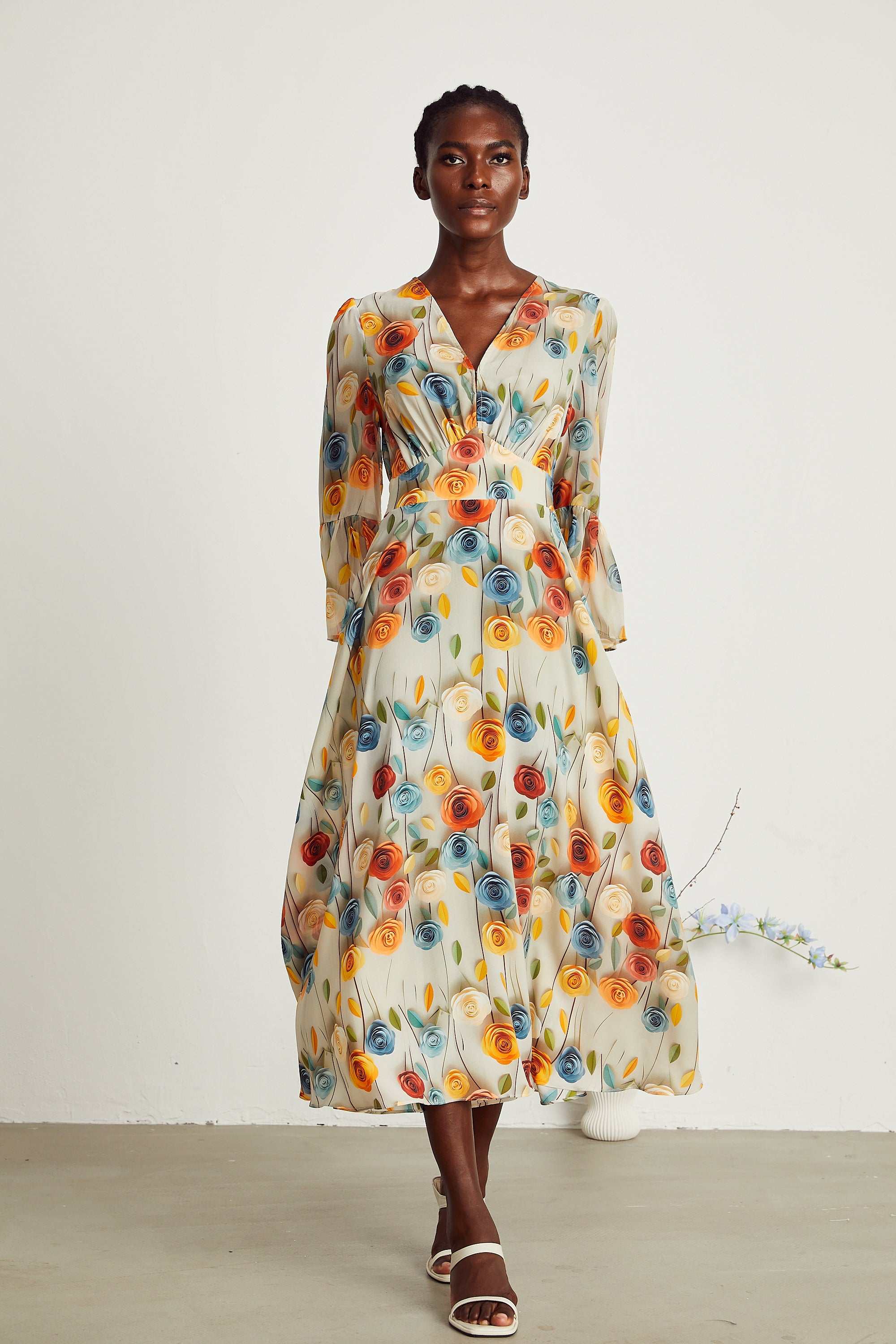 Gabriela floral-print V-neck midi dress