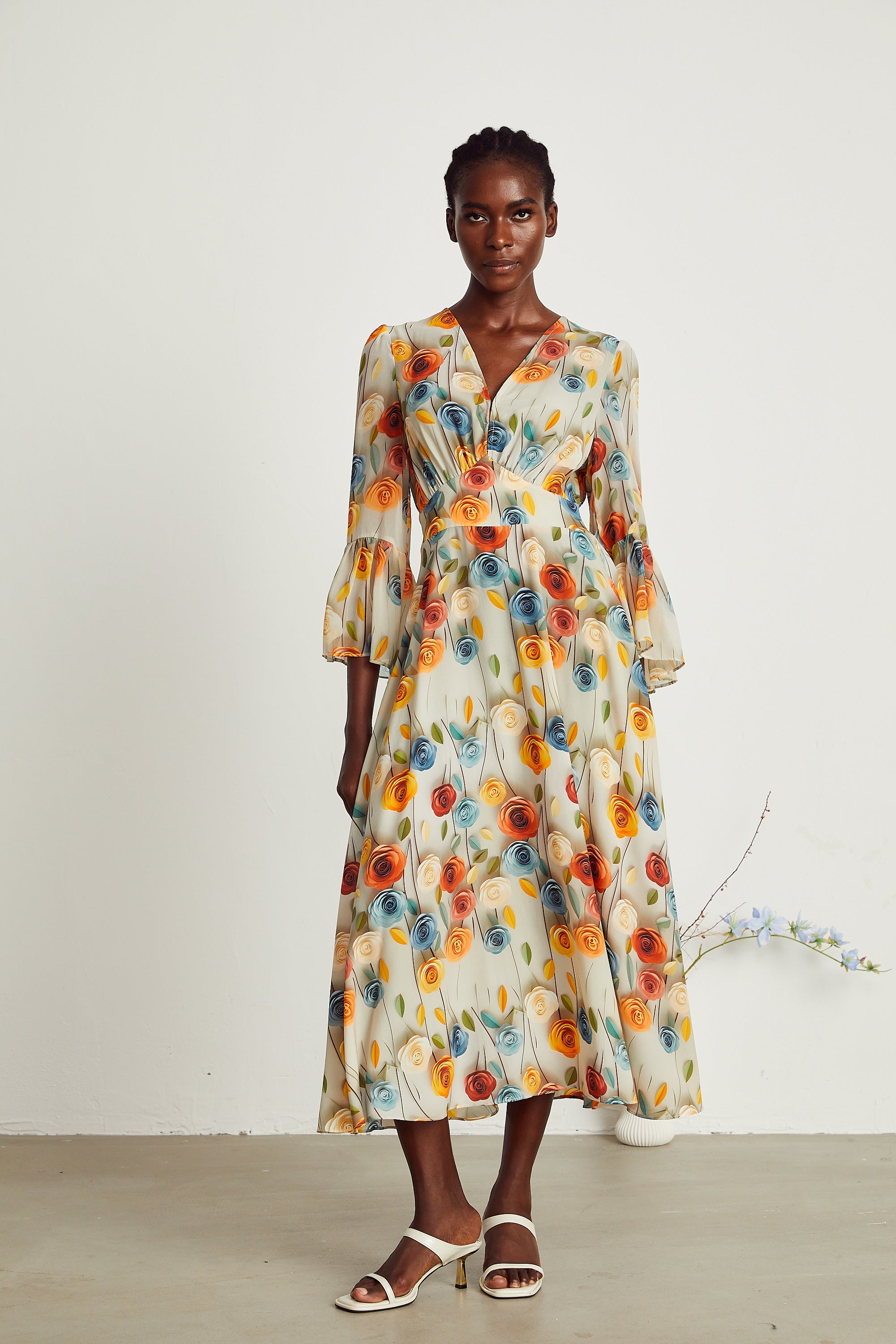 Gabriela floral-print V-neck midi dress