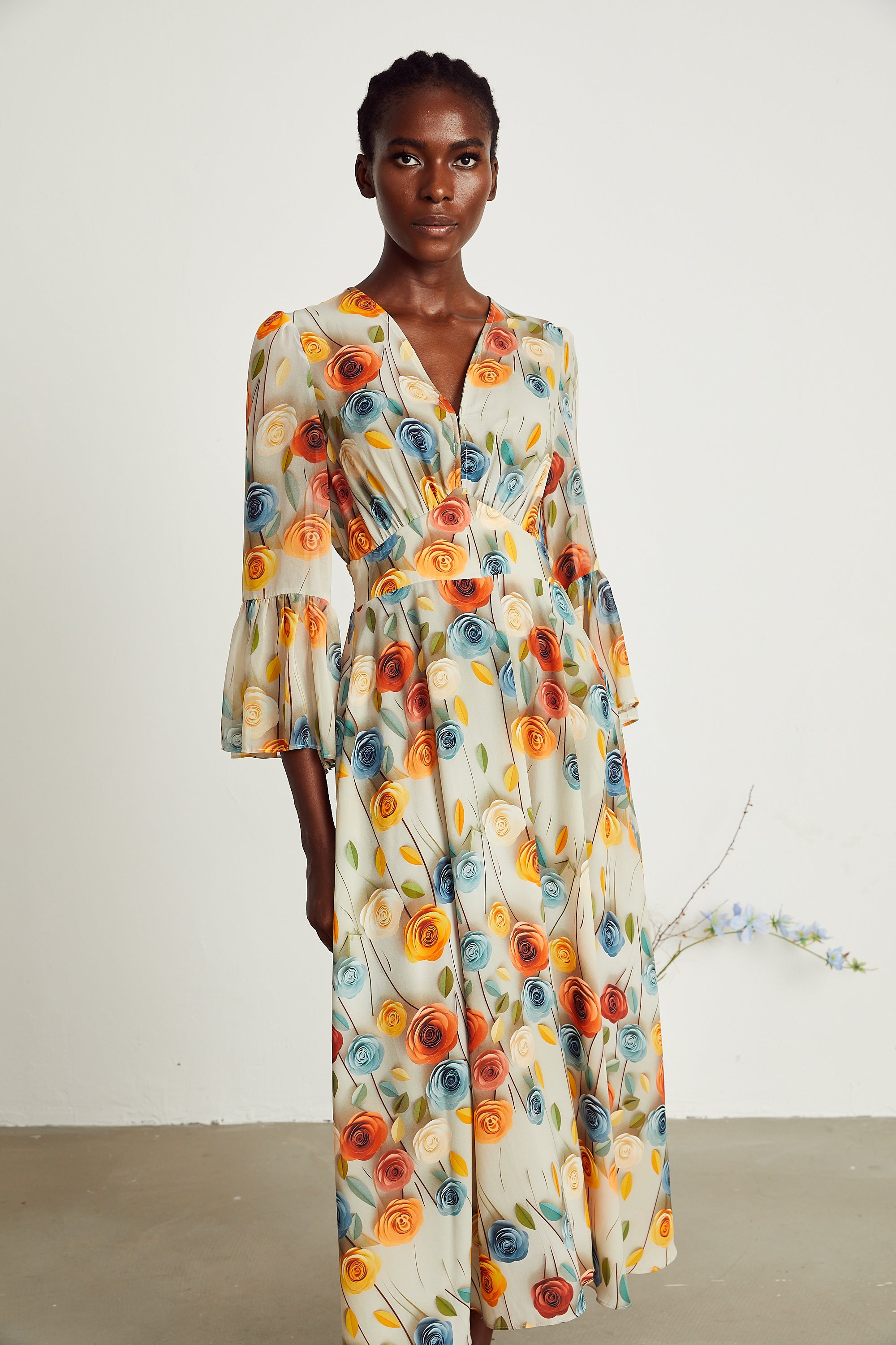 Gabriela floral-print V-neck midi dress