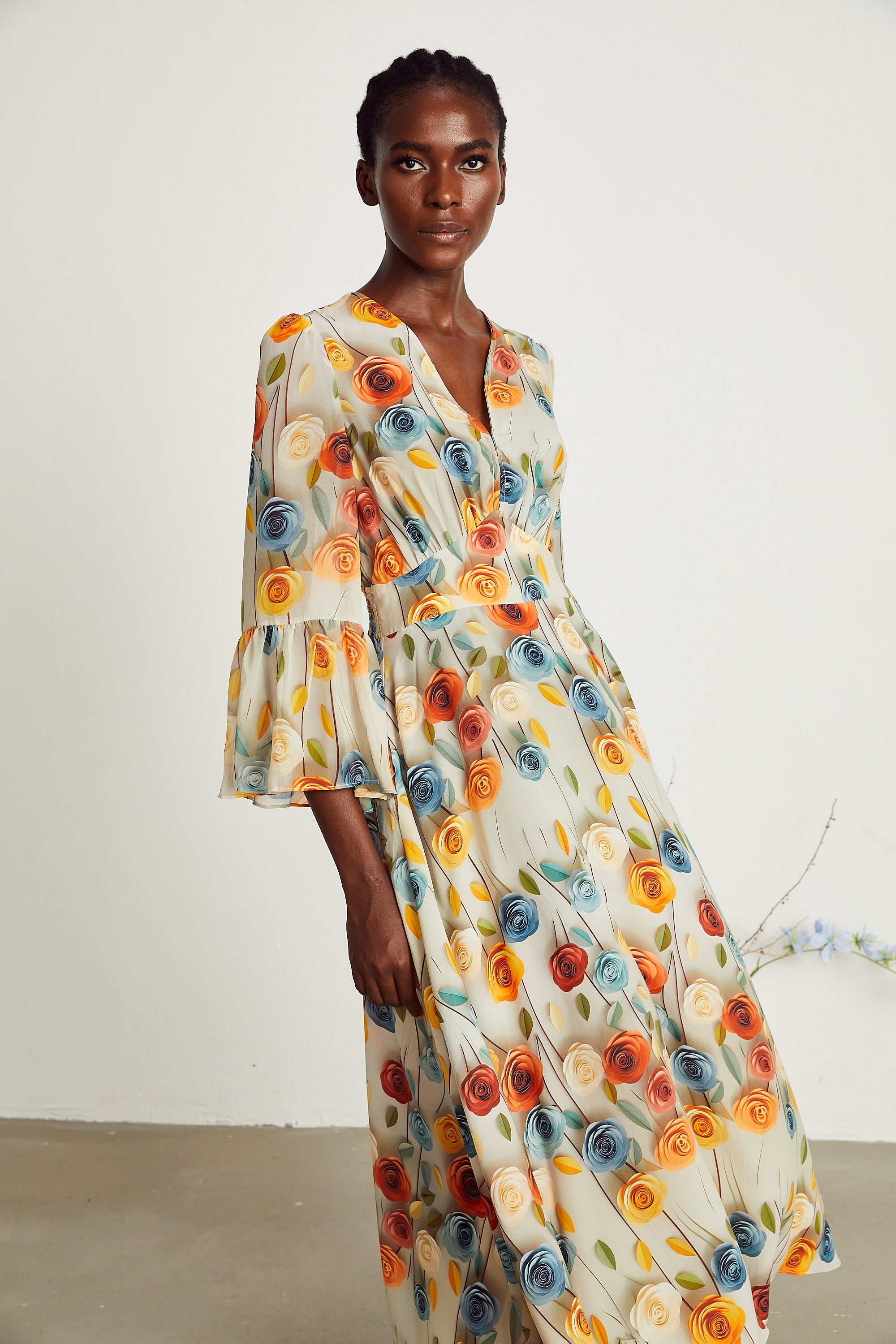 Gabriela floral-print V-neck midi dress