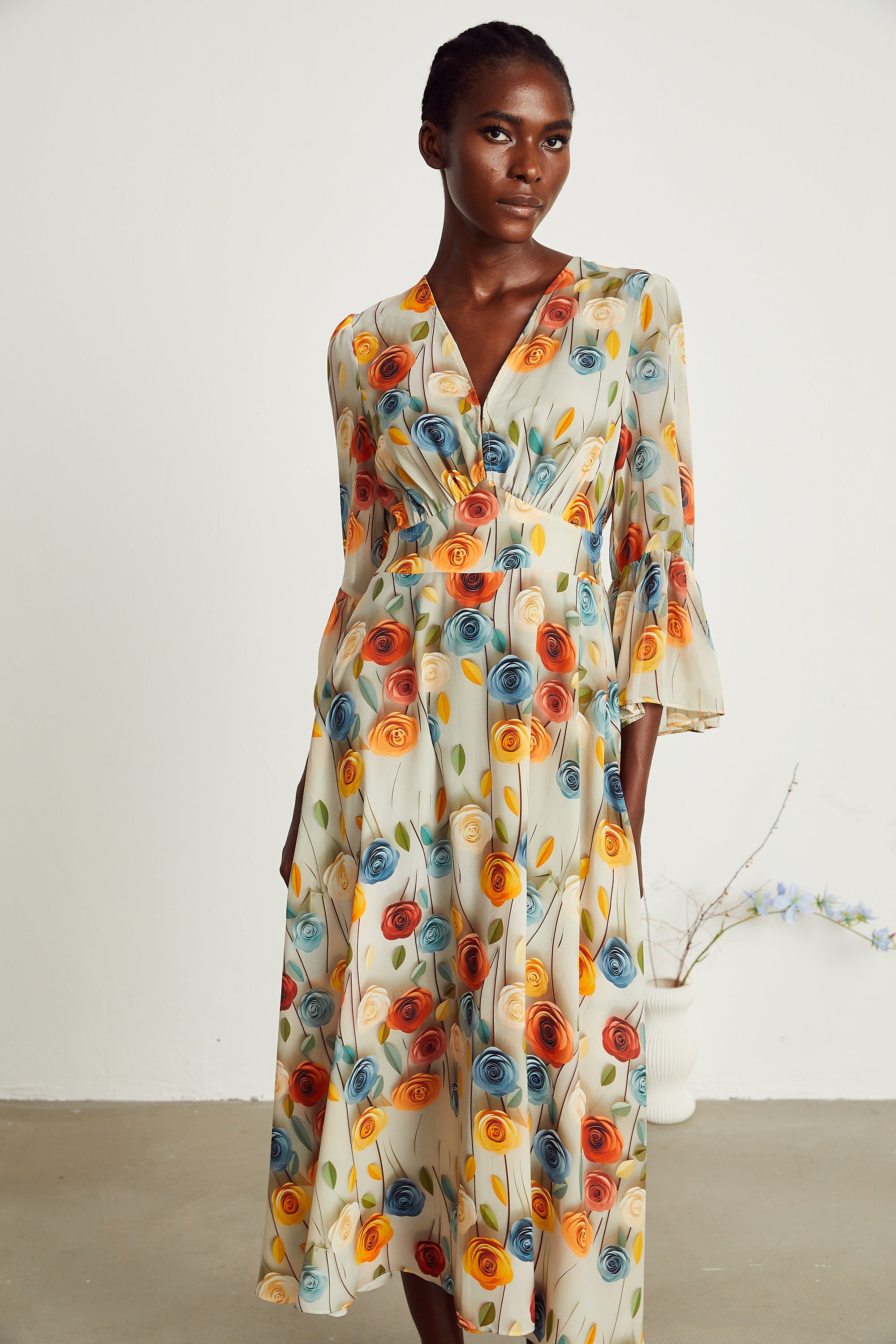 Gabriela floral-print V-neck midi dress