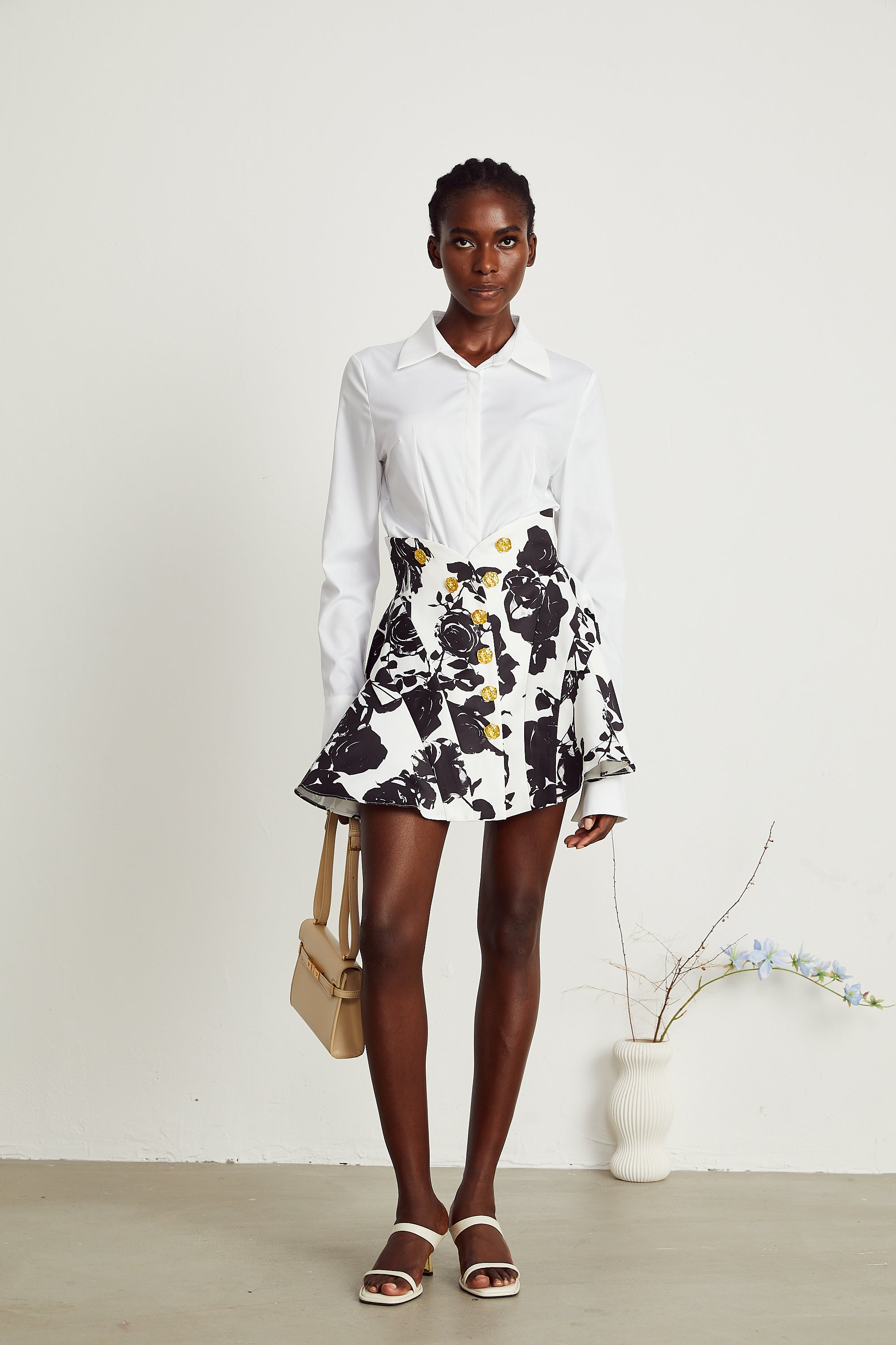 Léonor floral-print shirt & skirt matching set