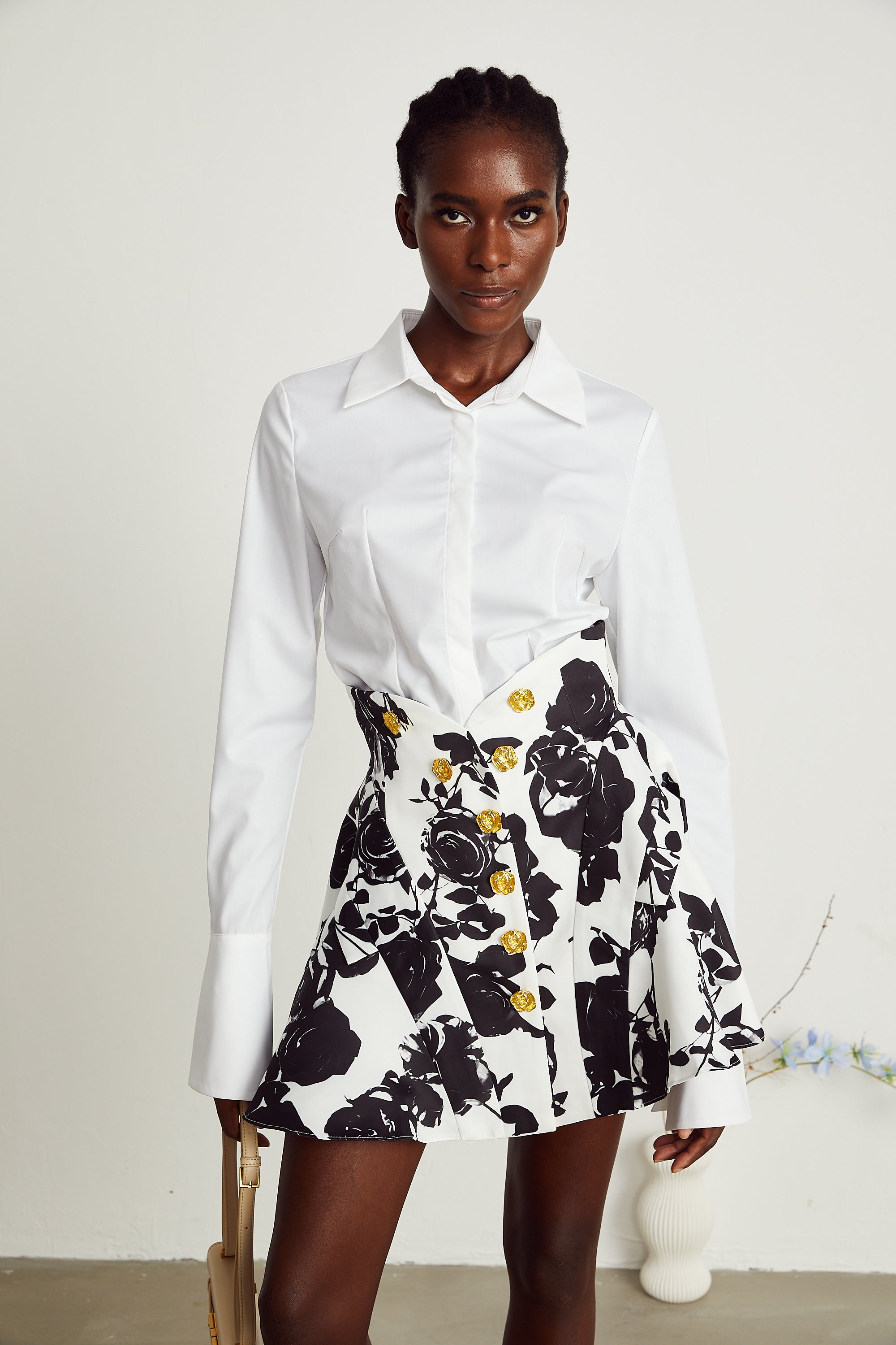 Léonor floral-print shirt & skirt matching set