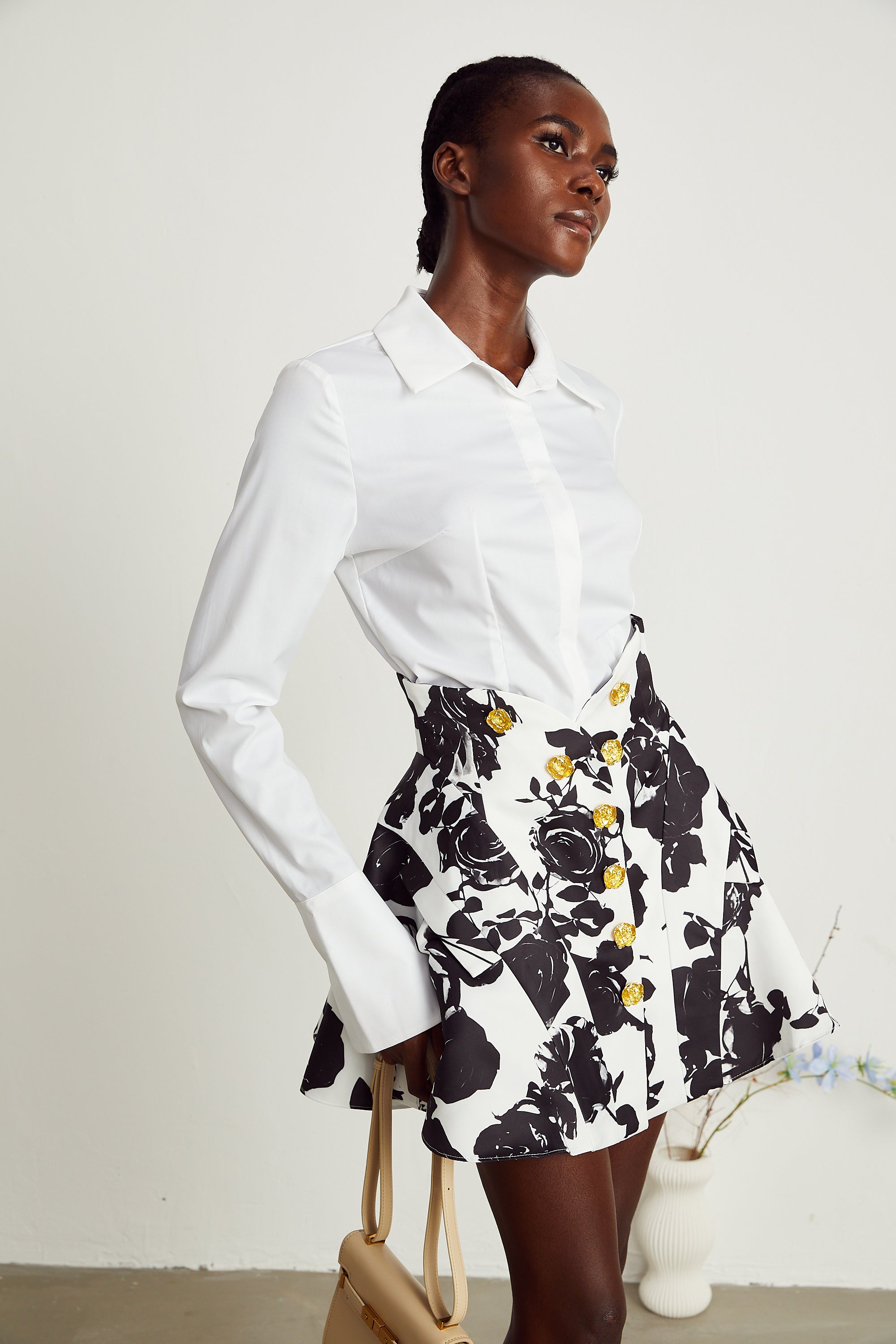 Léonor floral-print shirt & skirt matching set