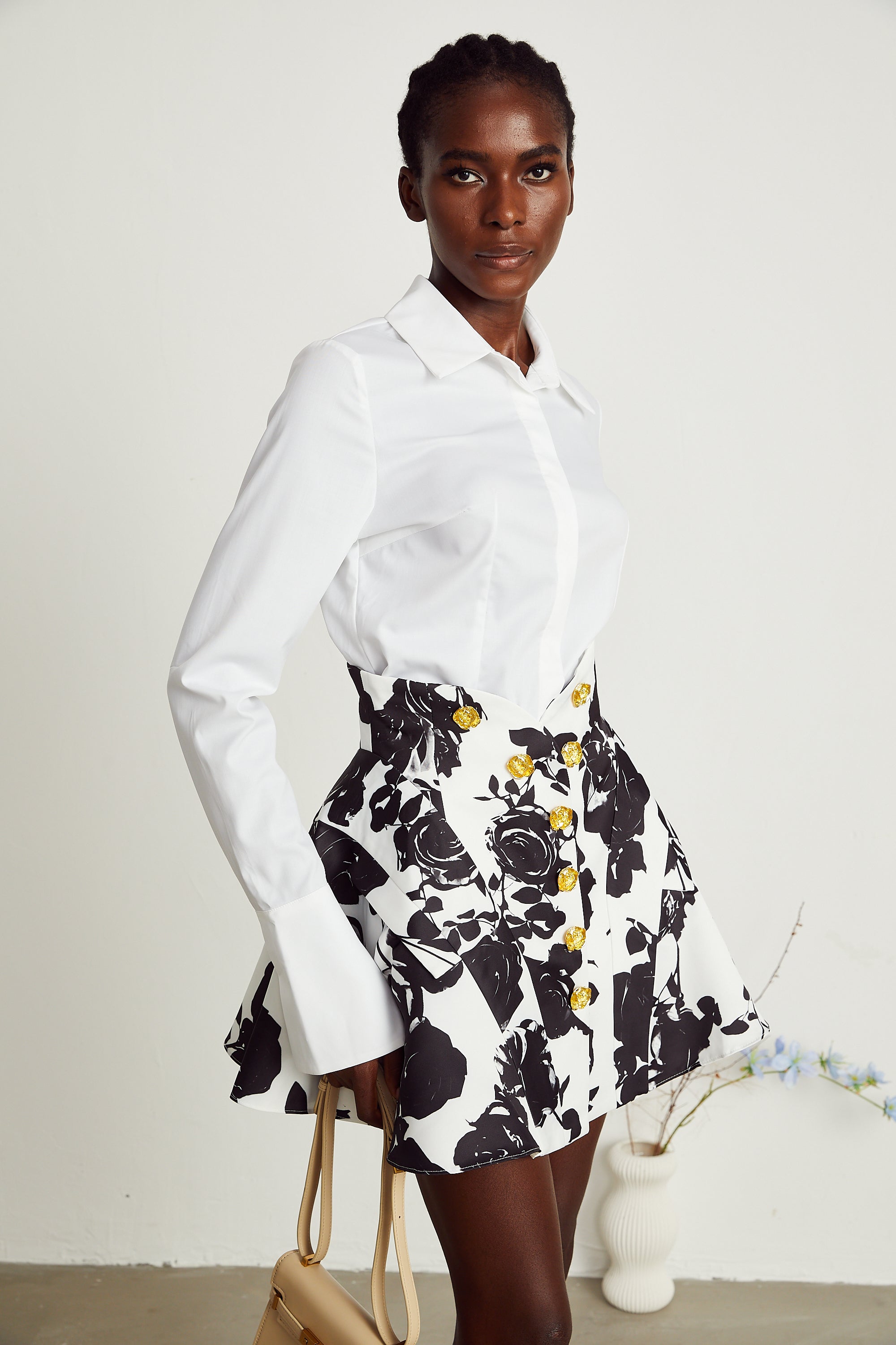 Léonor floral-print shirt & skirt matching set