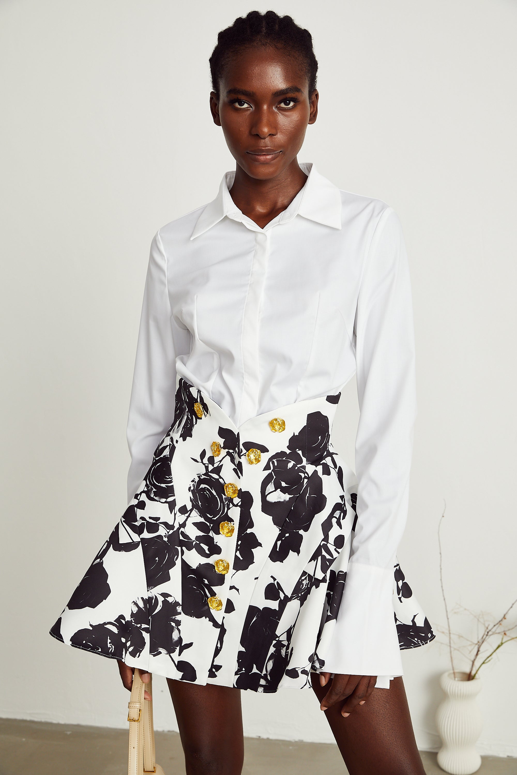 Léonor floral-print shirt & skirt matching set