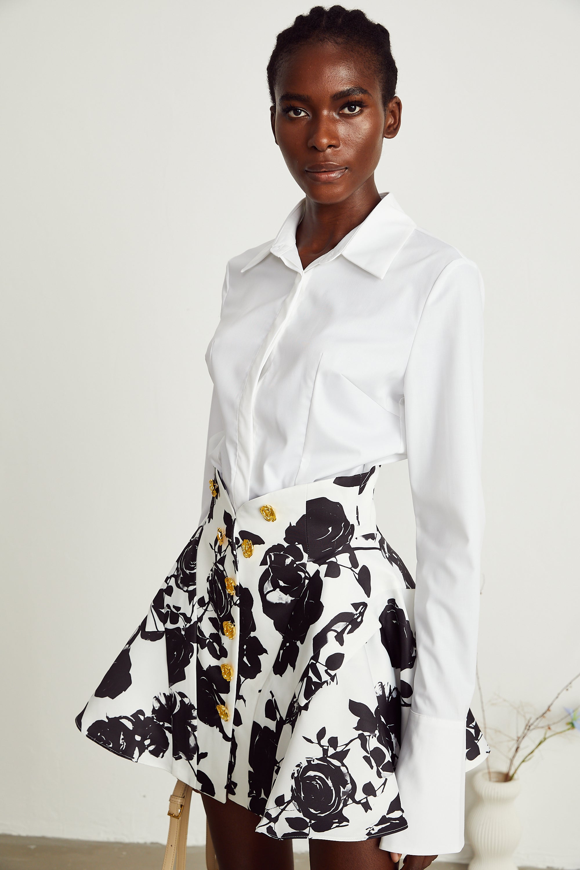 Léonor floral-print shirt & skirt matching set