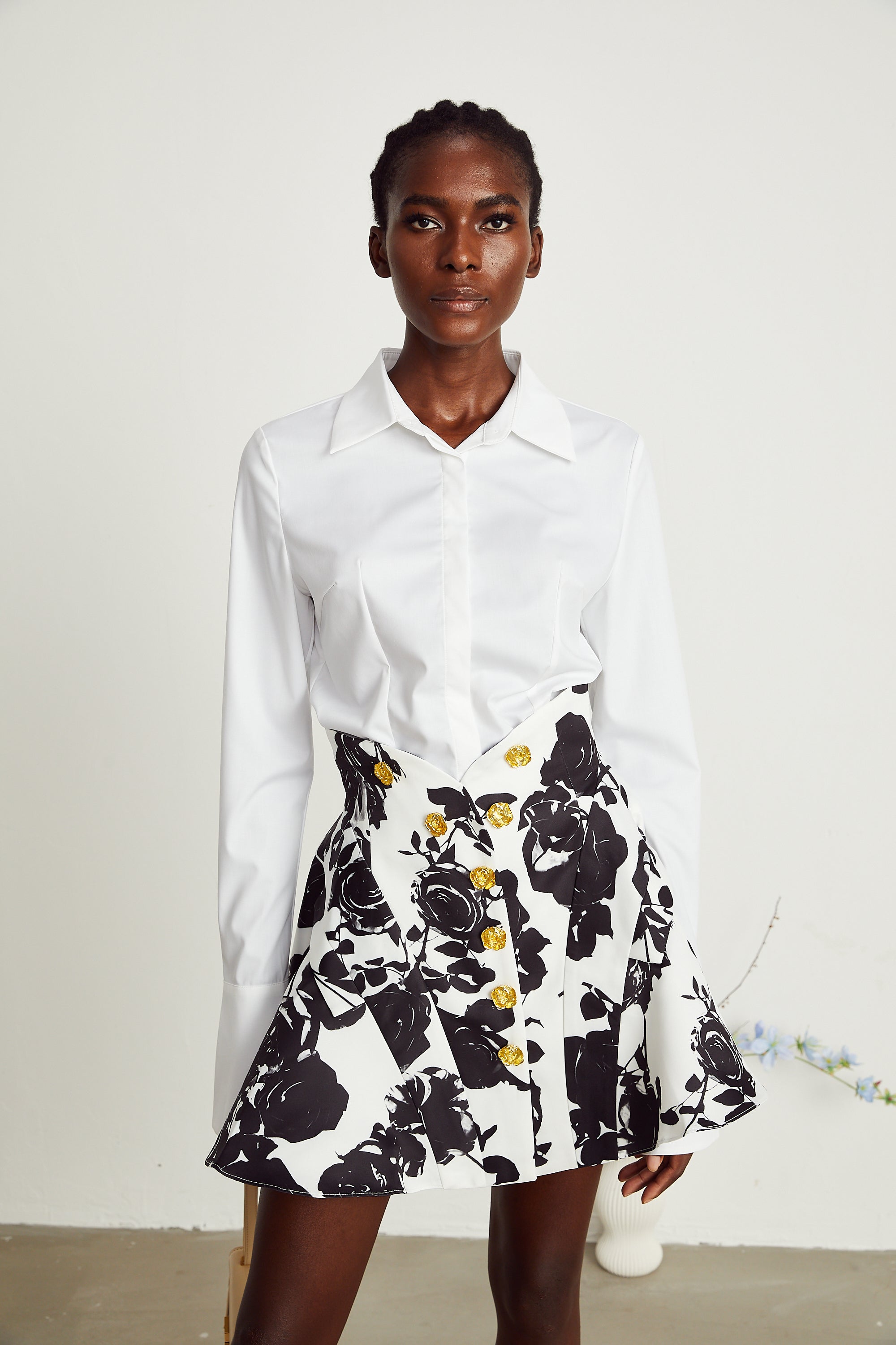 Léonor floral-print shirt & skirt matching set