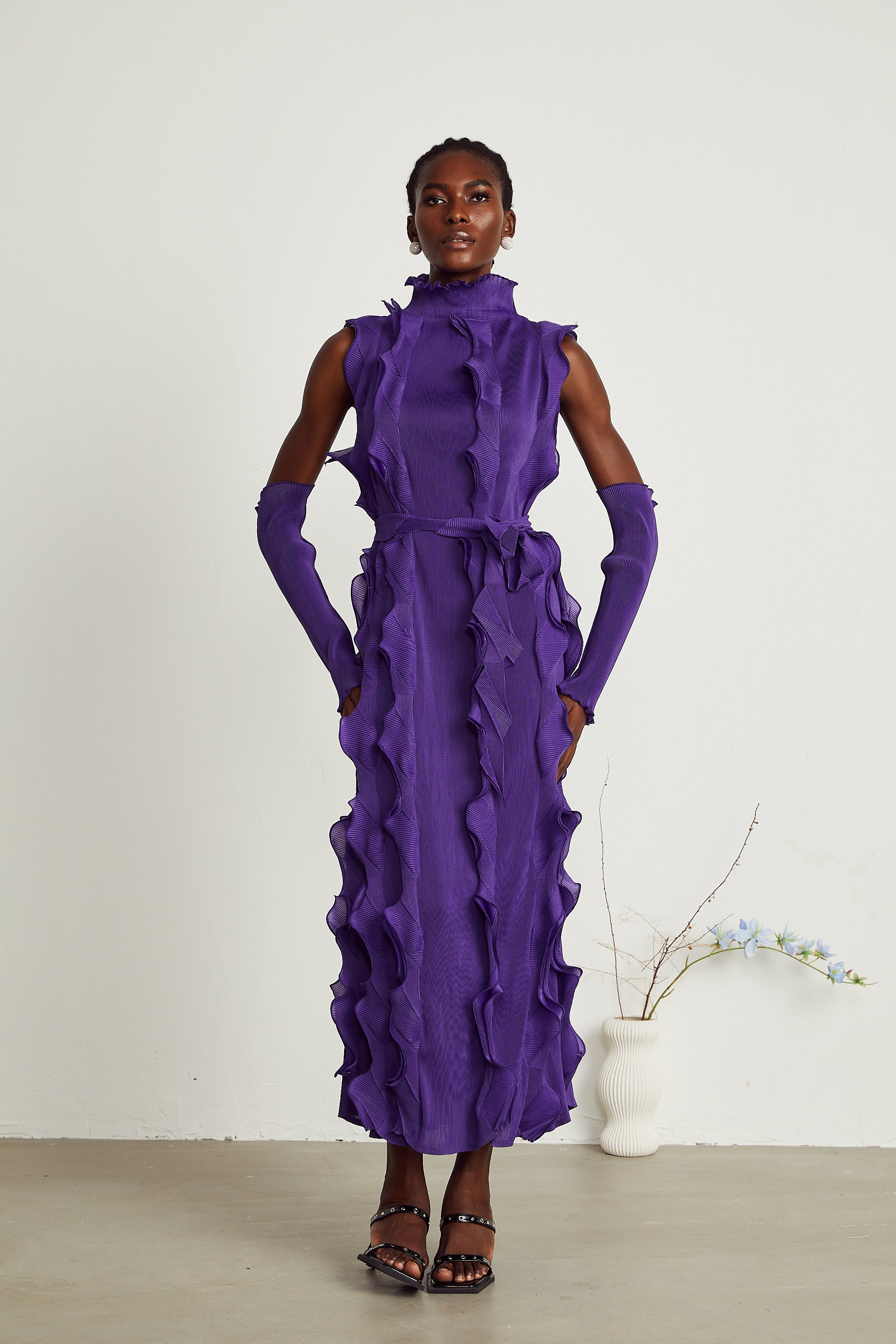 Gabbi purple ruffled-trim maxi dress