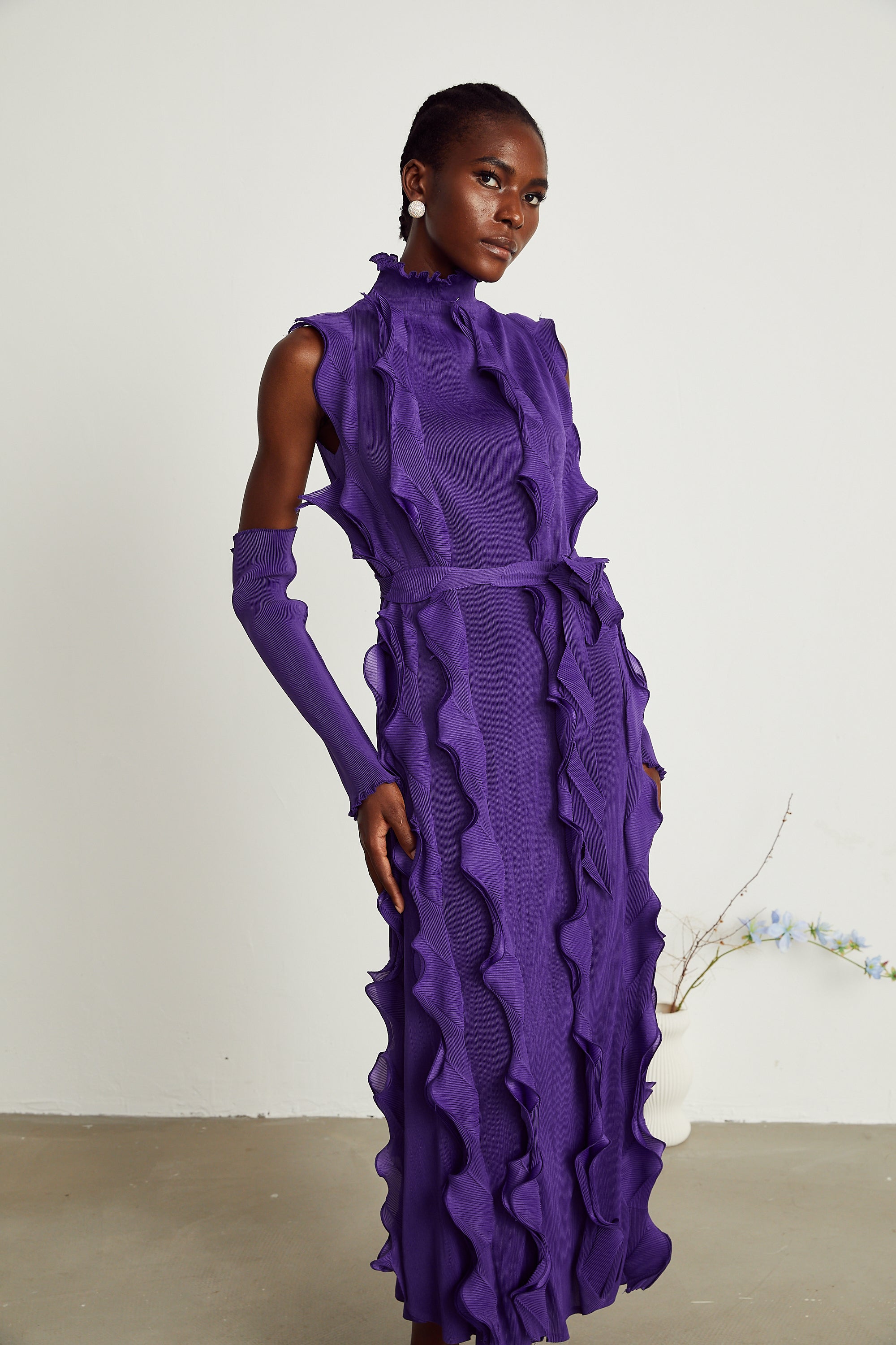 Gabbi purple ruffled-trim maxi dress