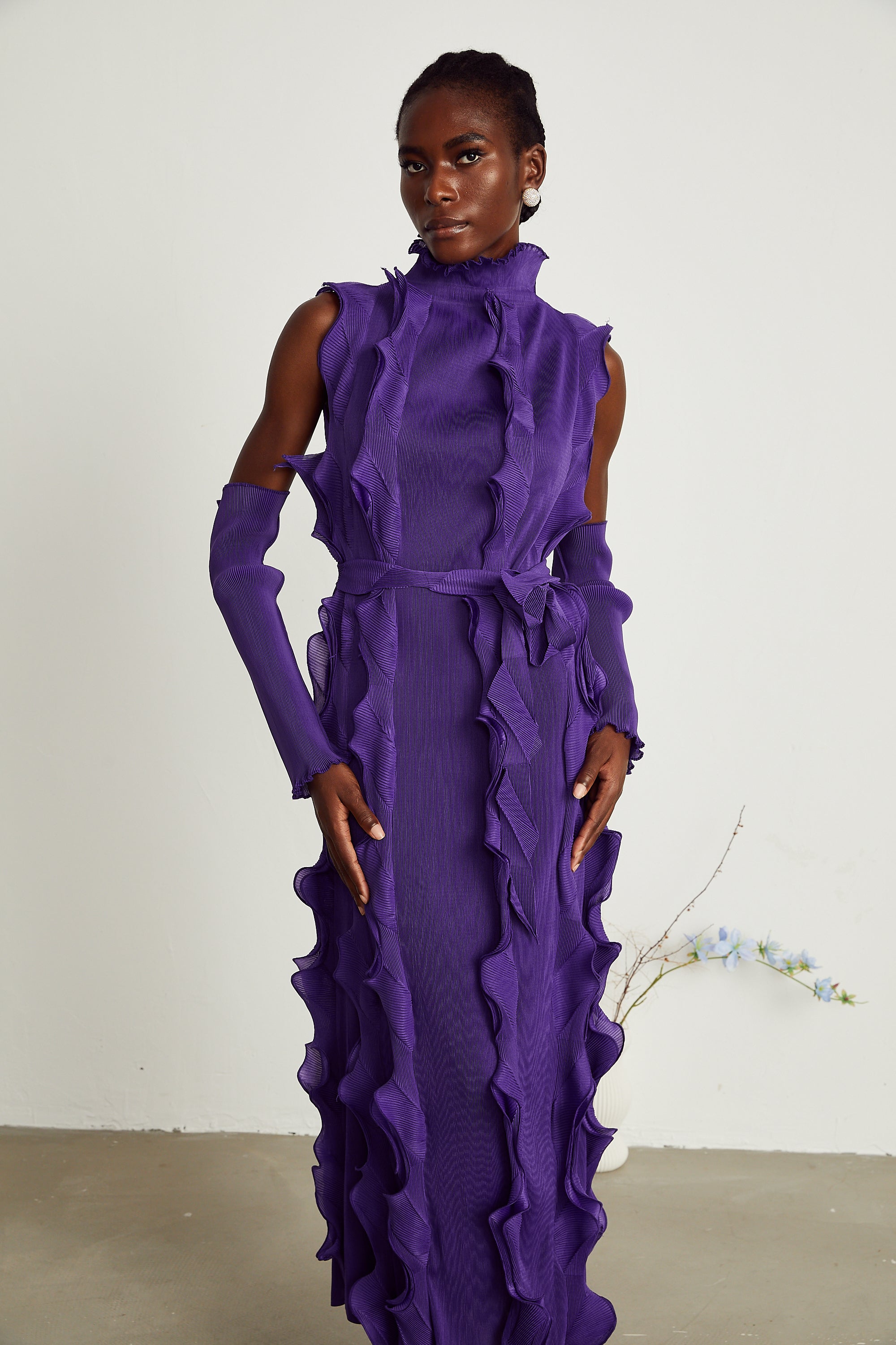 Gabbi purple ruffled-trim maxi dress