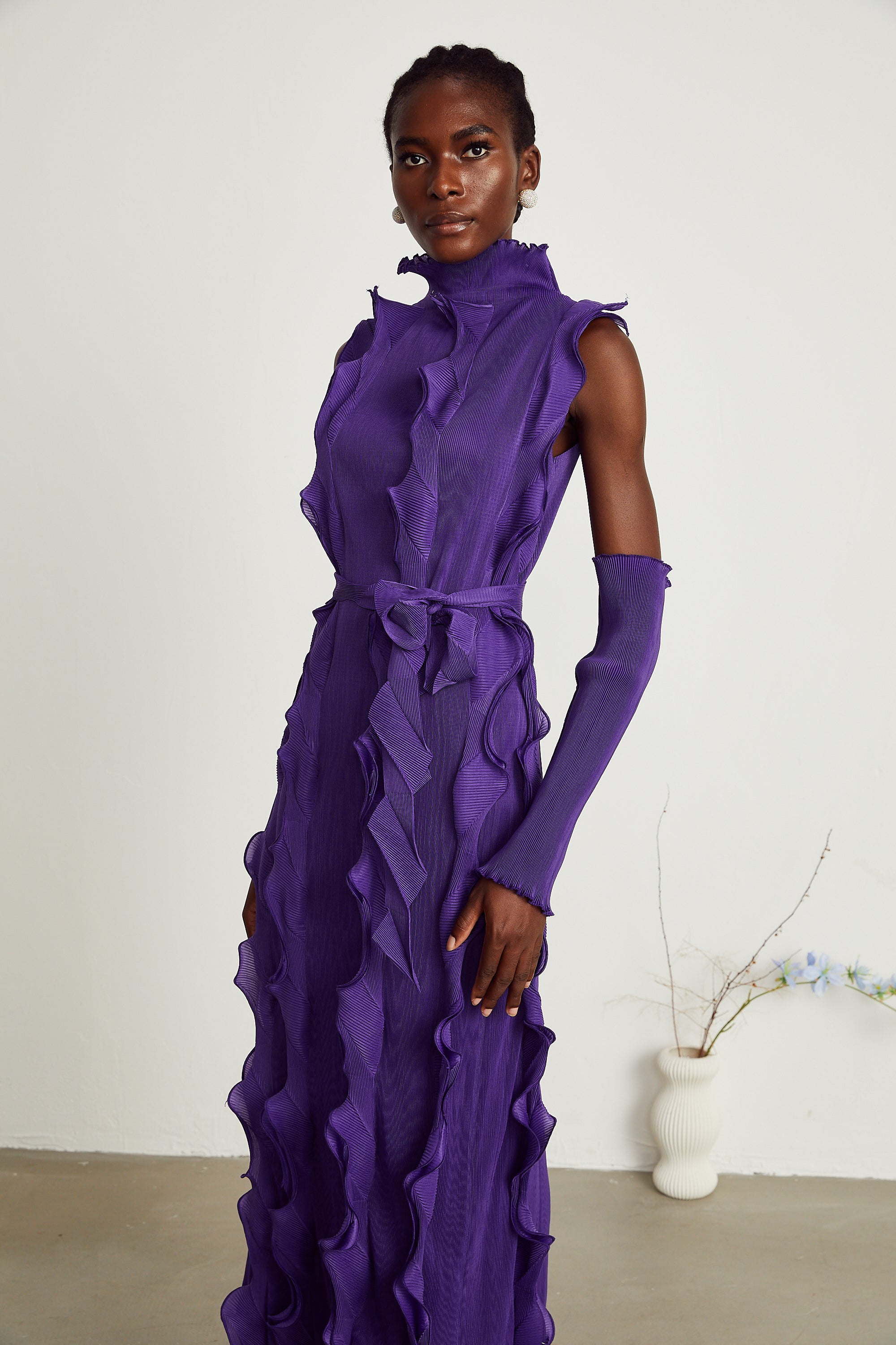 Gabbi purple ruffled-trim maxi dress