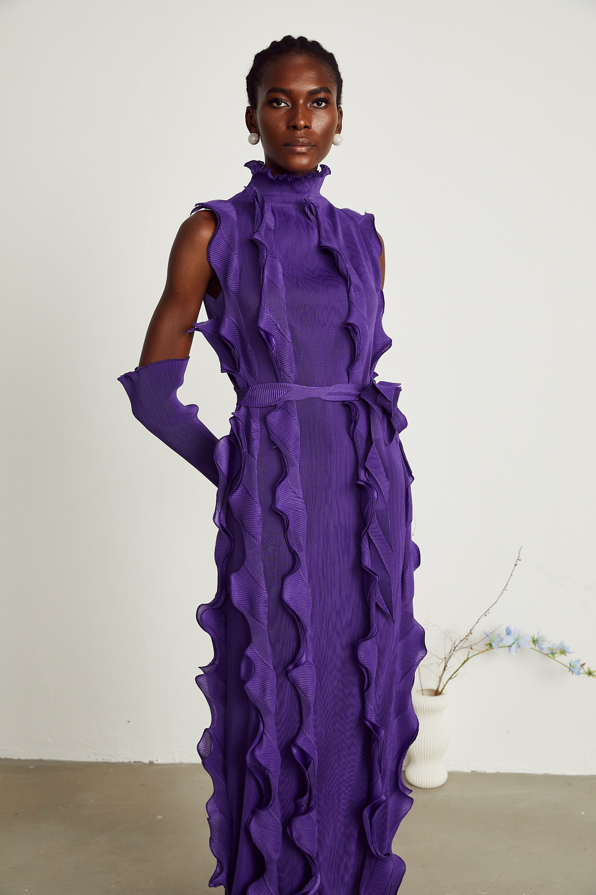 Gabbi purple ruffled-trim maxi dress