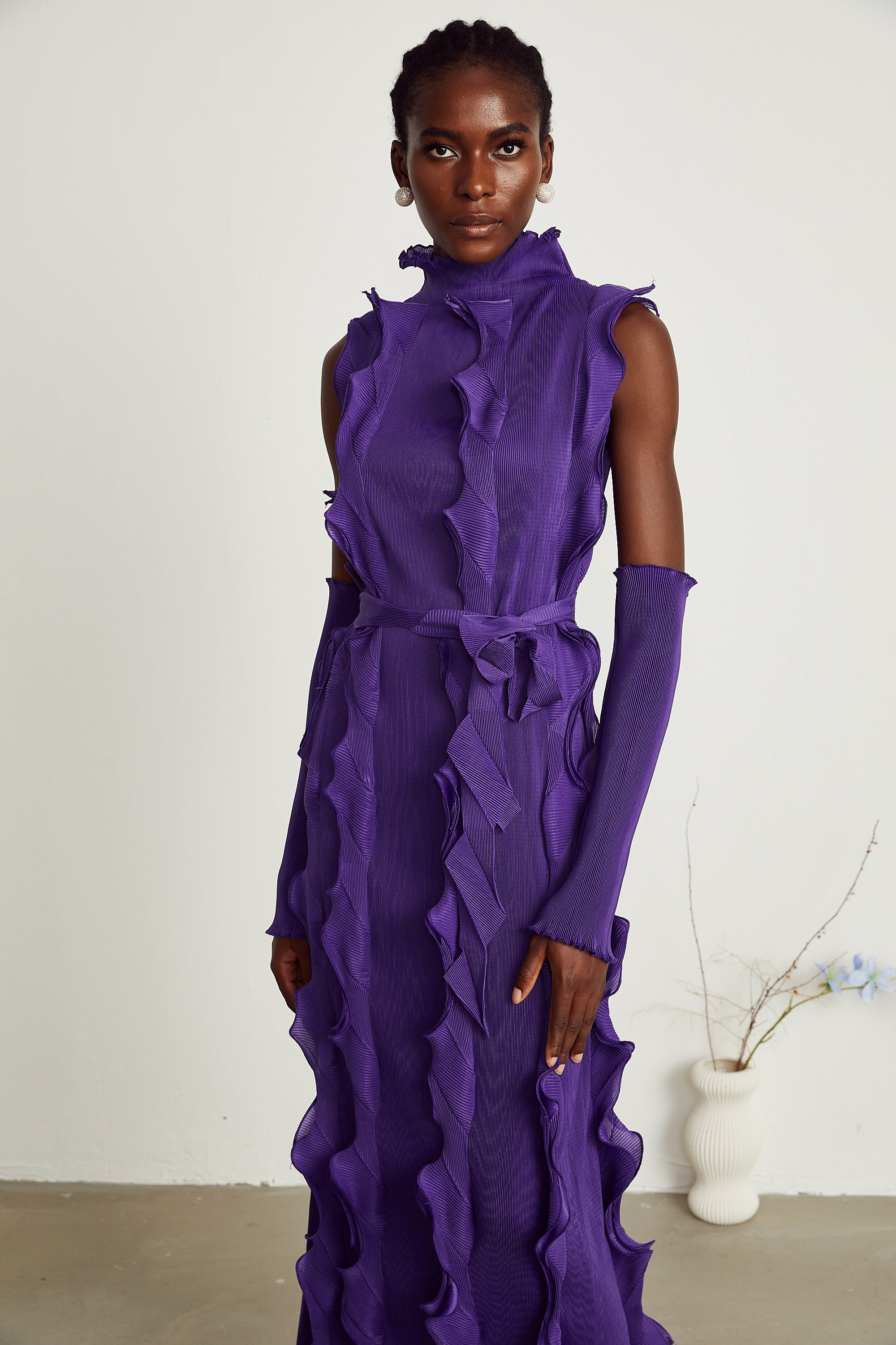 Gabbi purple ruffled-trim maxi dress