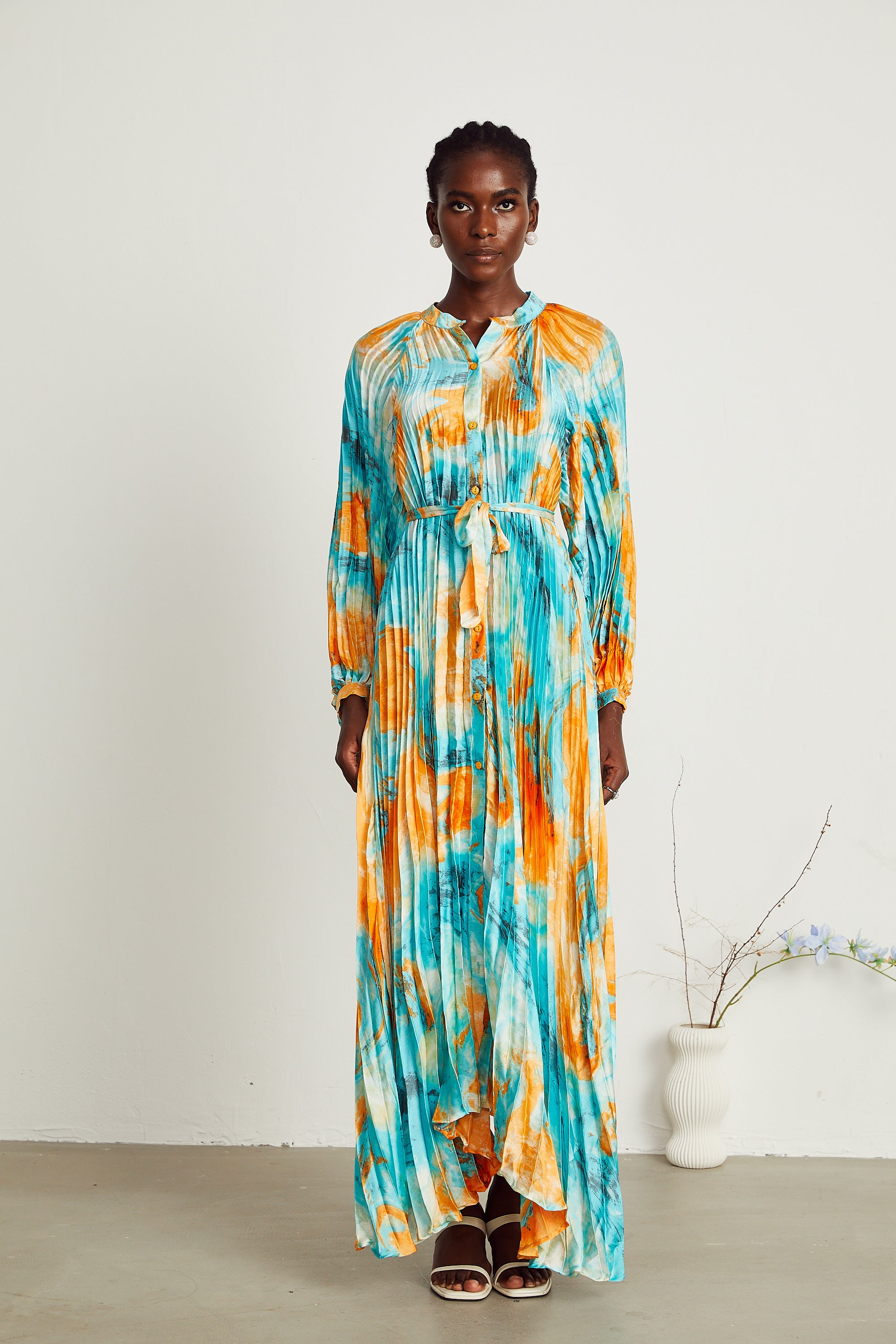 Anouk fully-pleated maxi dress