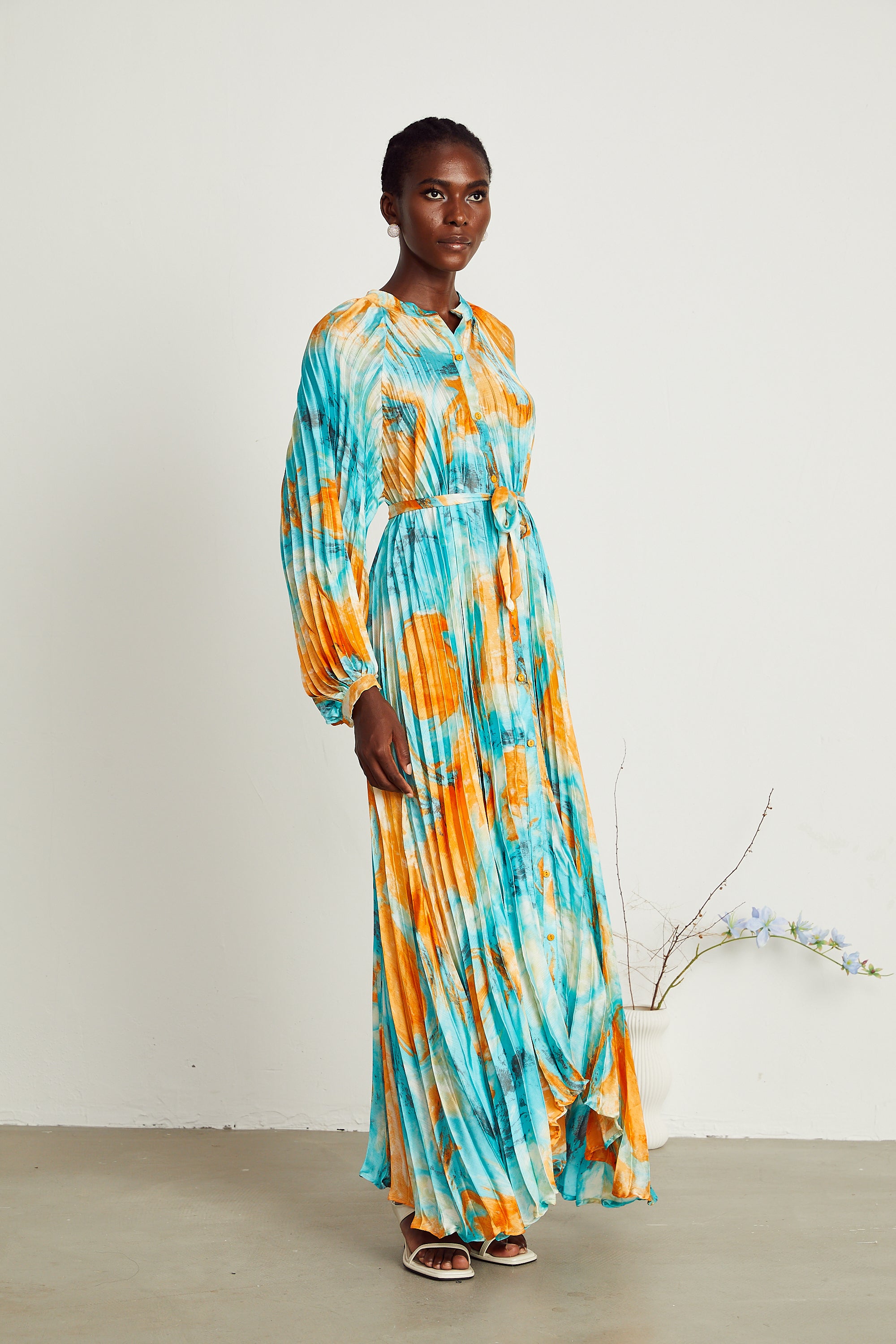 Anouk fully-pleated maxi dress