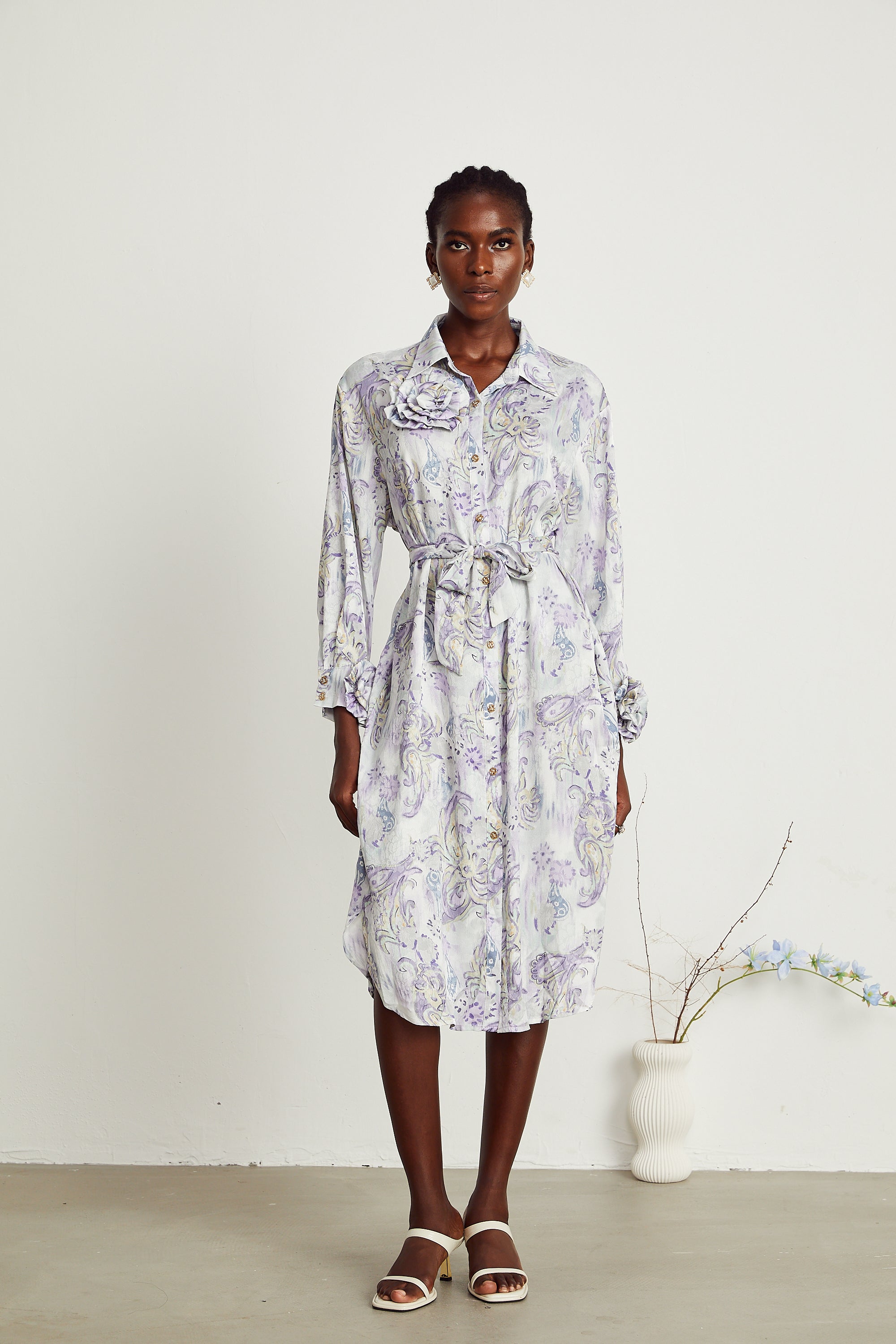 Clothilde 3d-petal floral midi dress