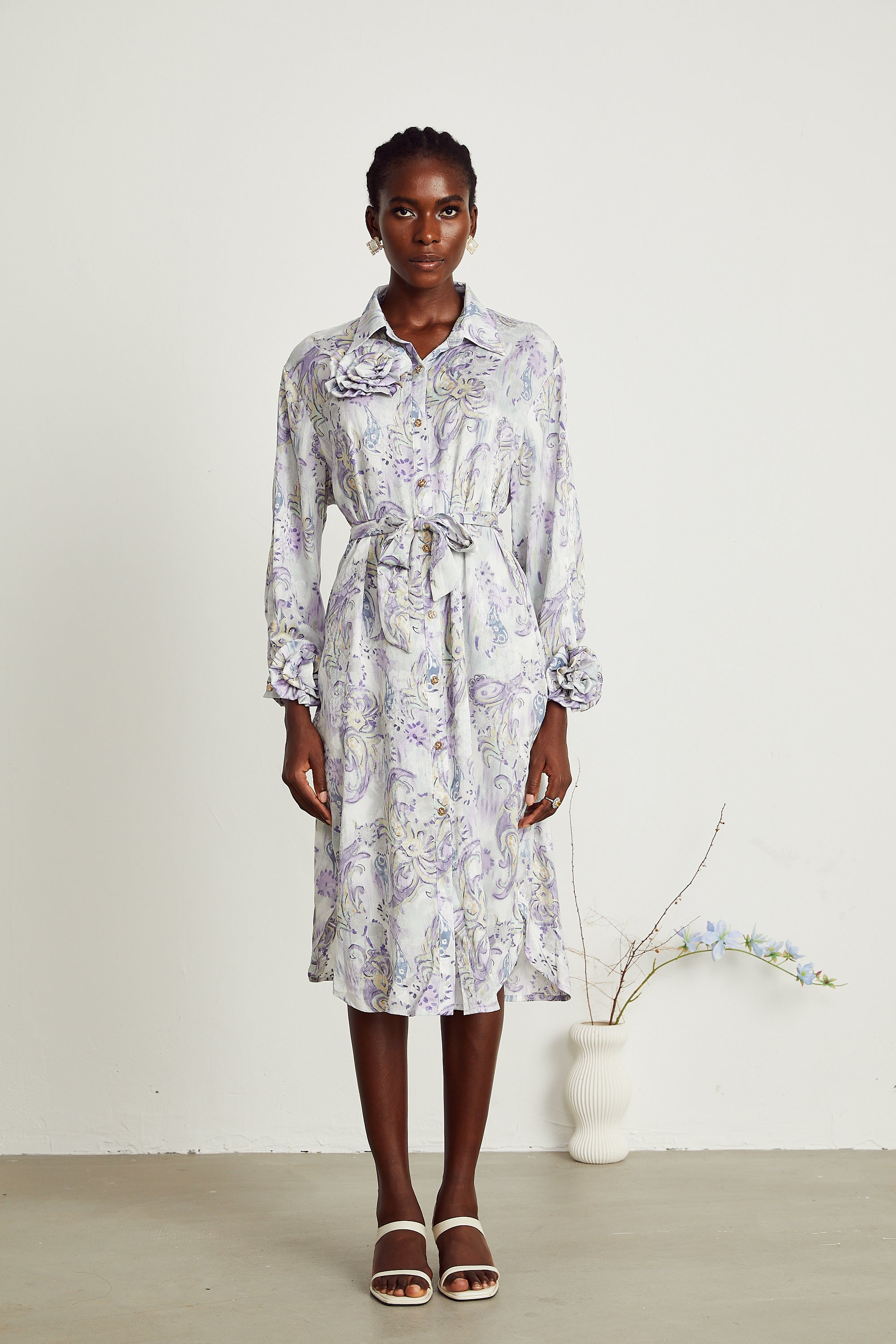 Clothilde 3d-petal floral midi dress