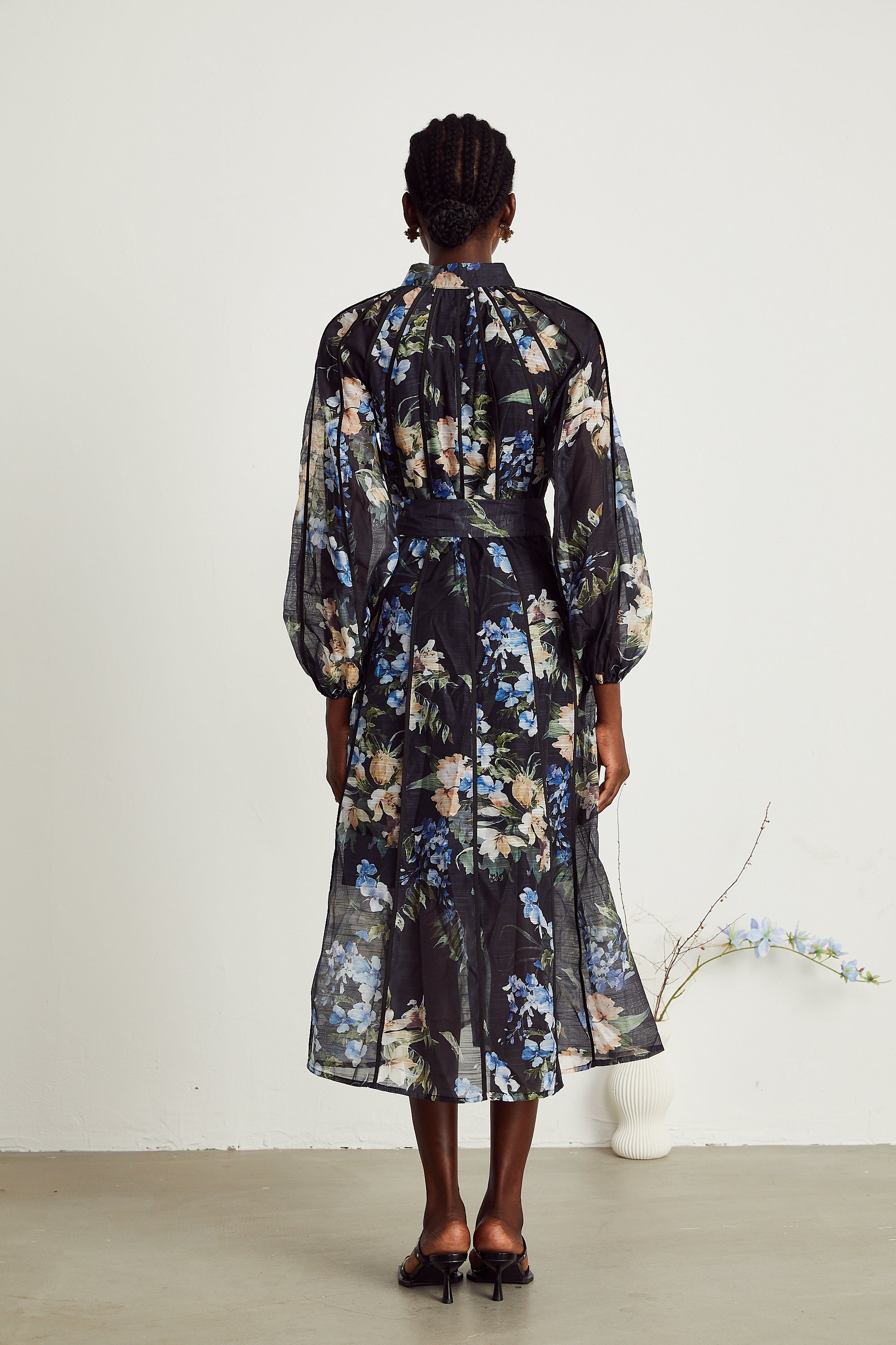 Stéphanie tulle floral-printed midi dress