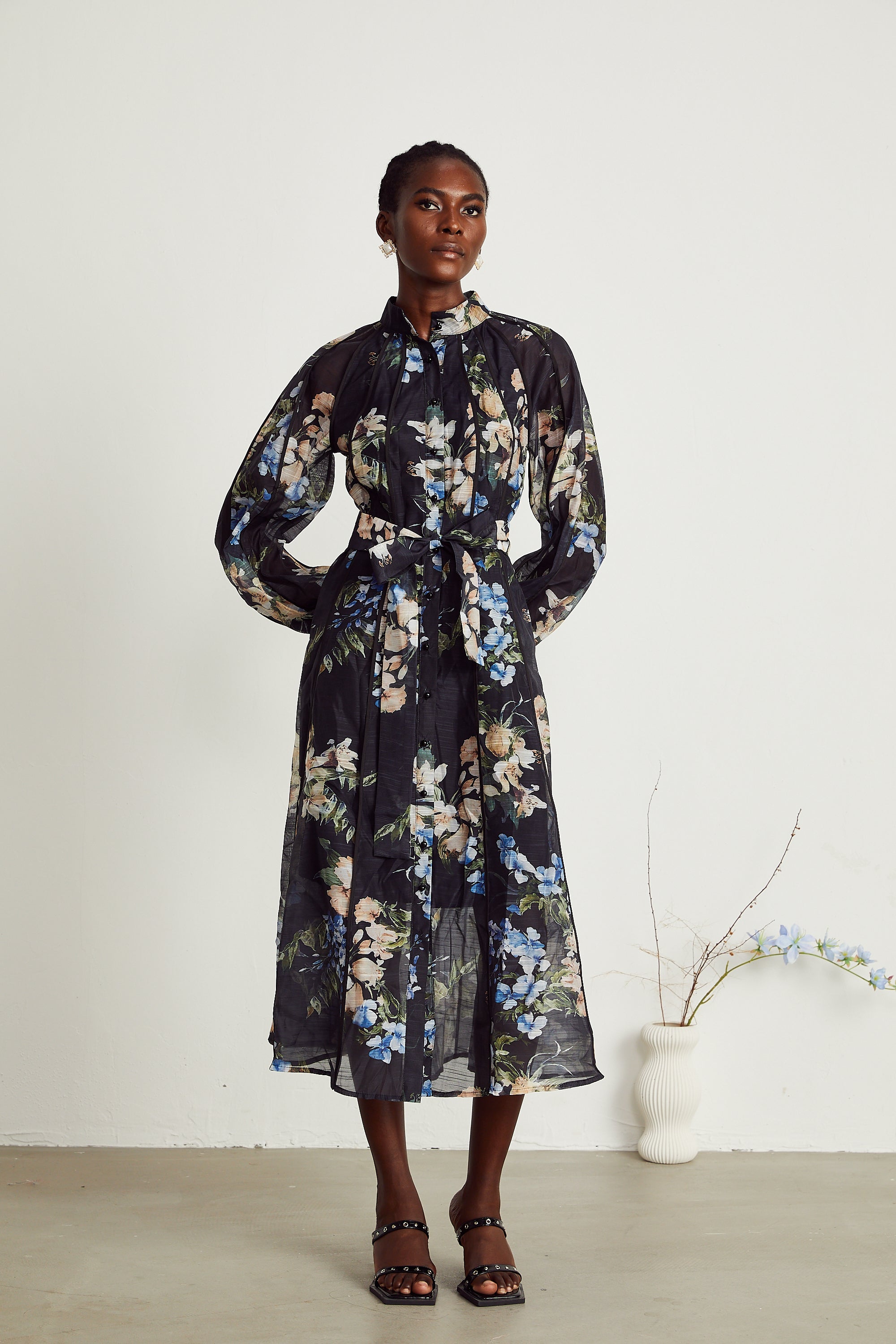 Stéphanie tulle floral-printed midi dress