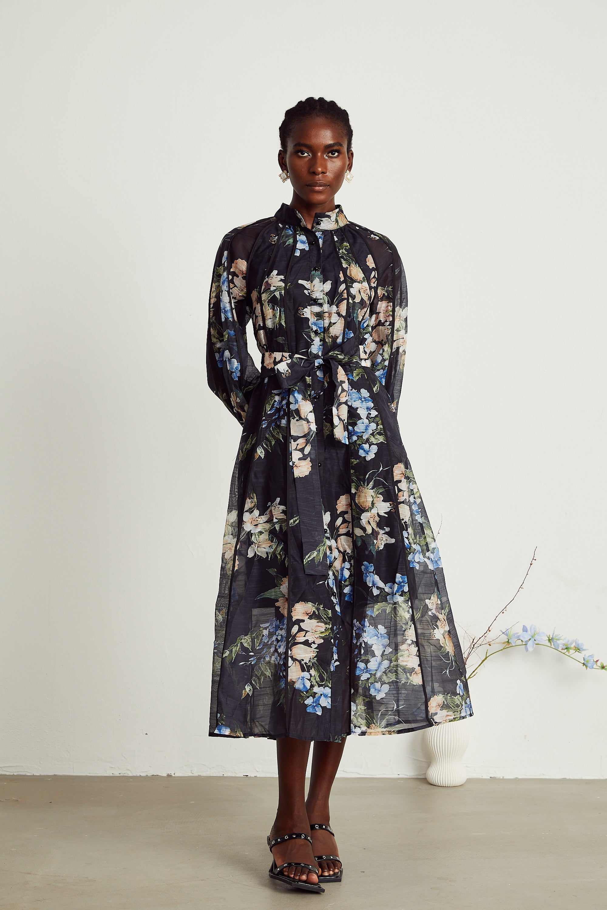 Stéphanie tulle floral-printed midi dress