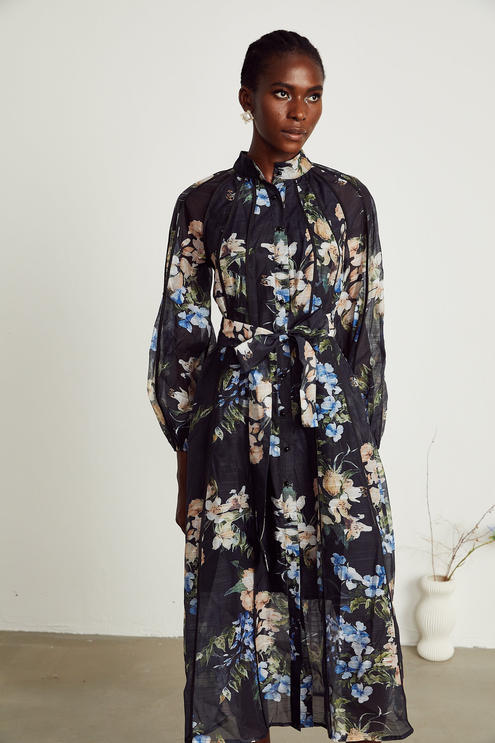 Stéphanie tulle floral-printed midi dress