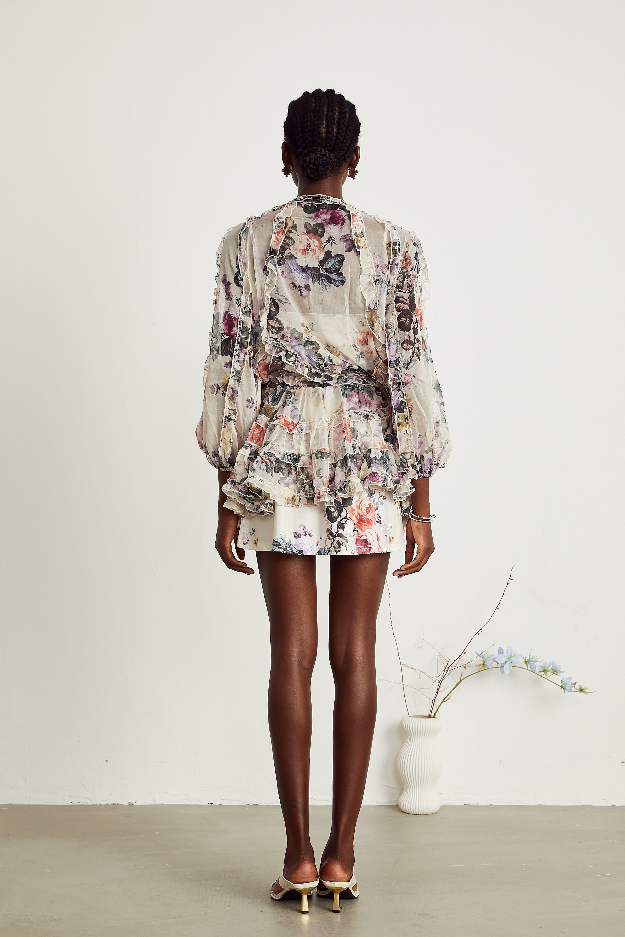 Jeanne floral-print ruffled mini dress