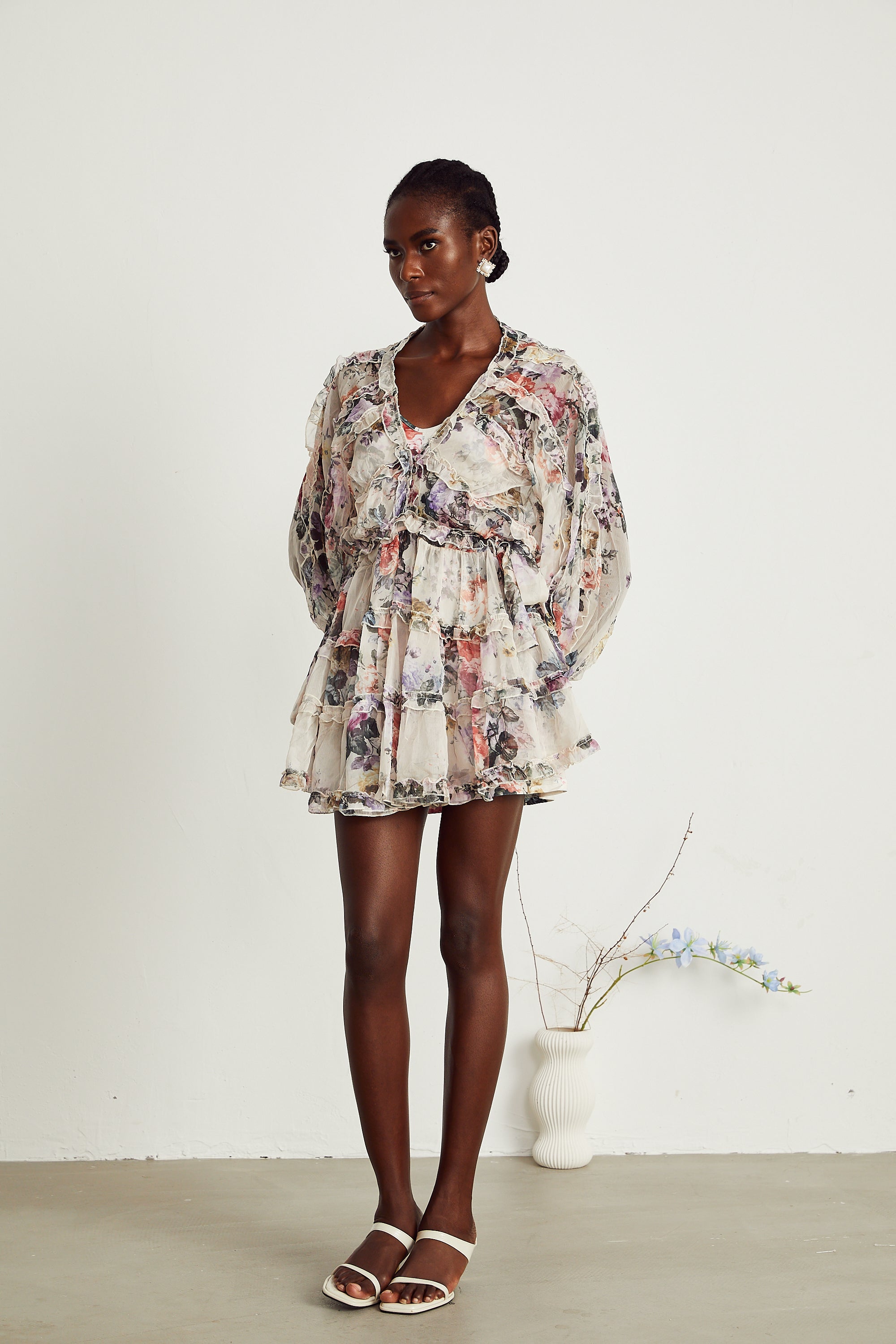 Jeanne floral-print ruffled mini dress