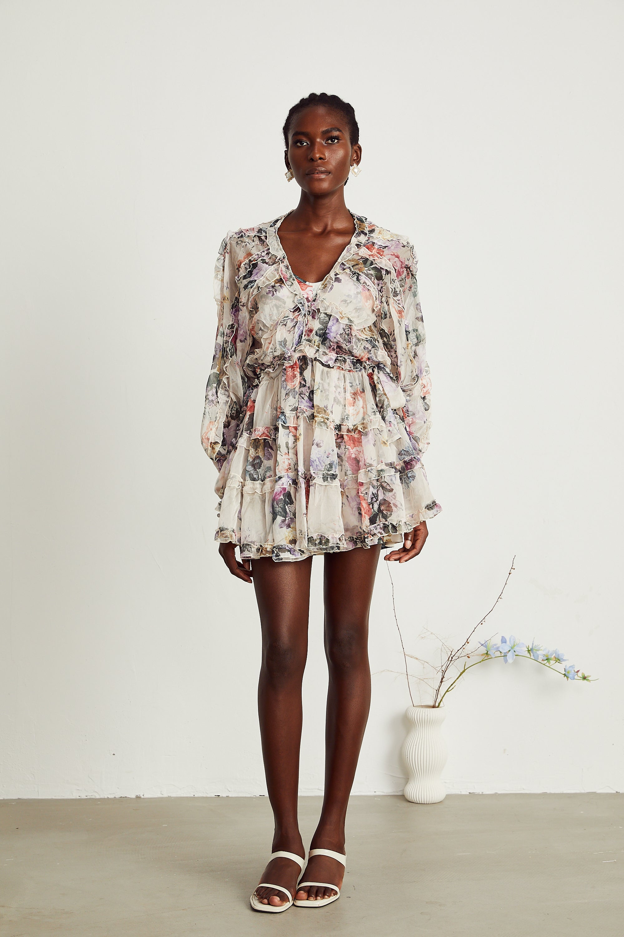 Jeanne floral-print ruffled mini dress