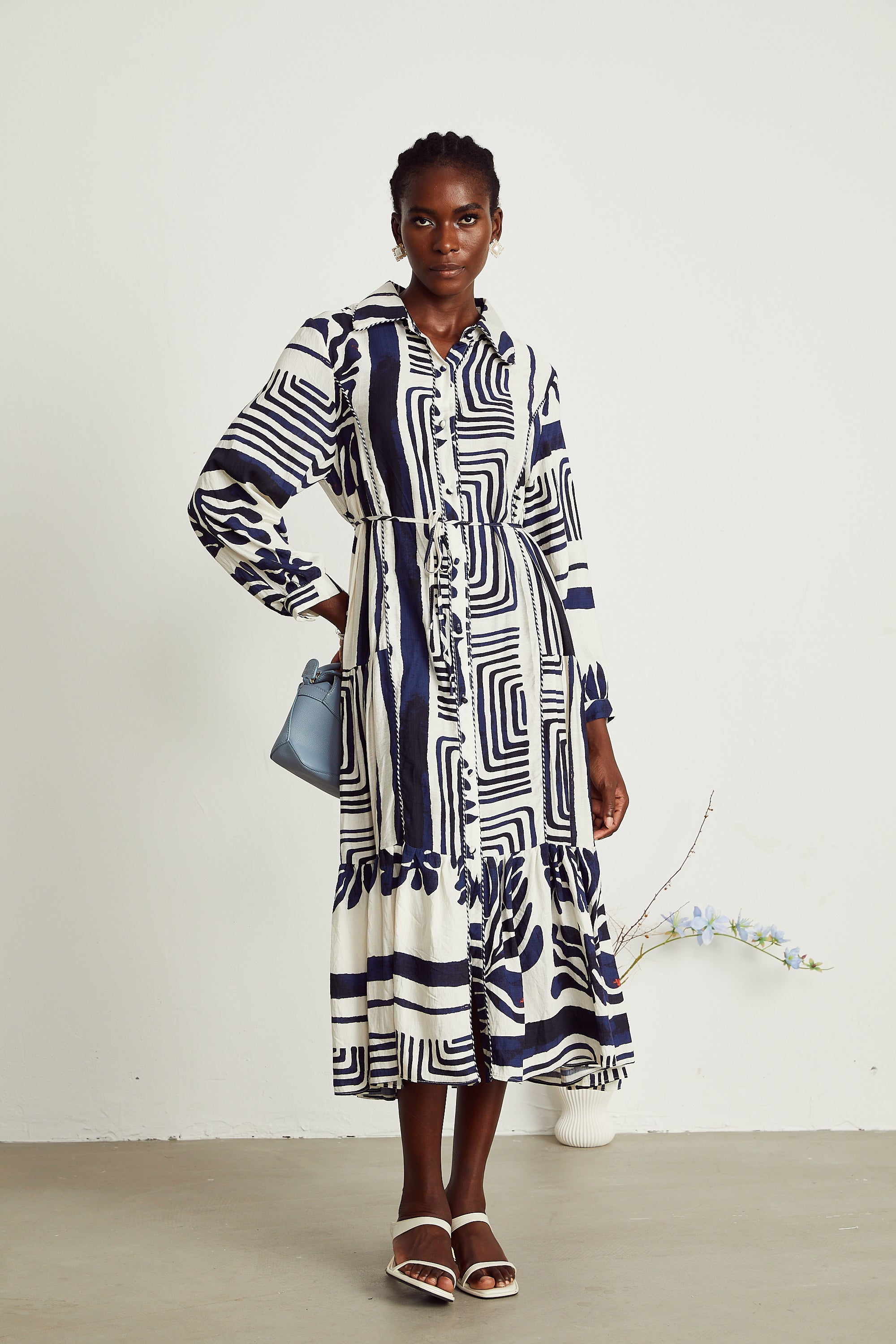 Colette geometric-print midi dress