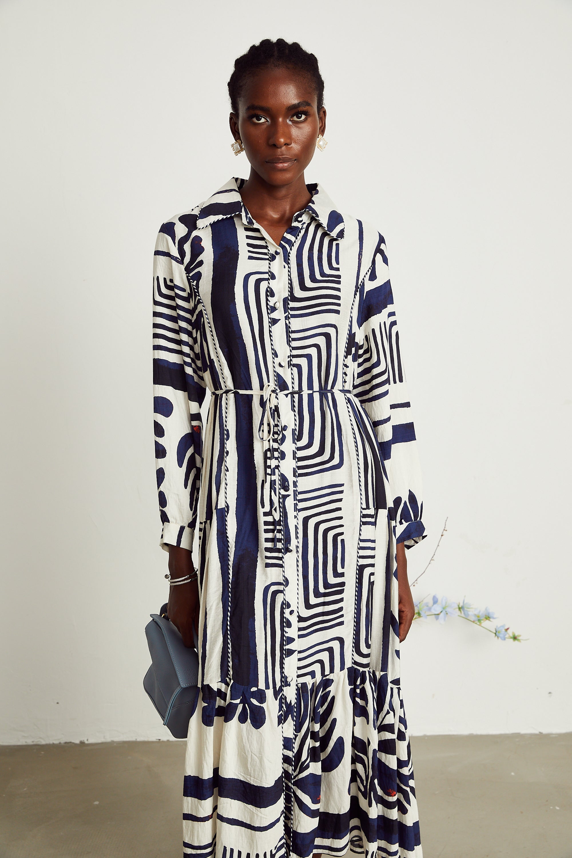 Colette geometric-print midi dress