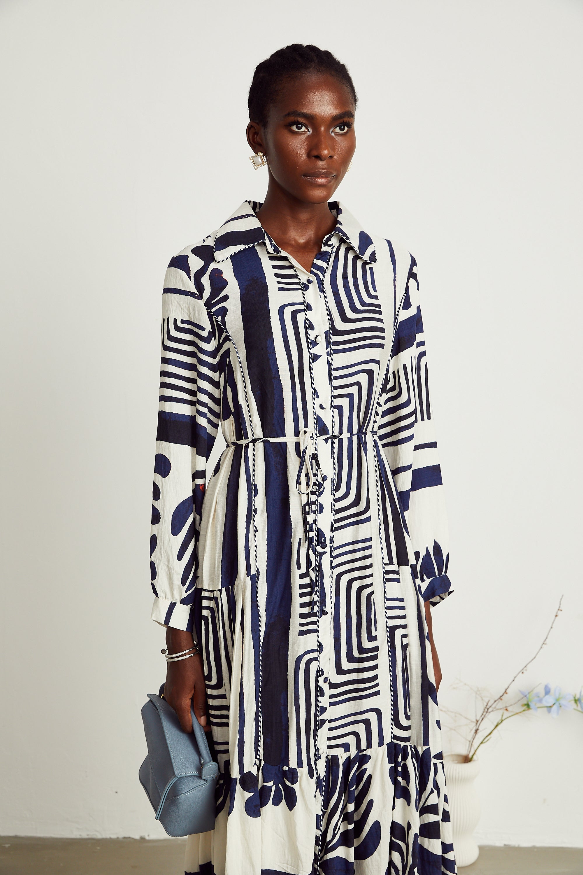 Colette geometric-print midi dress