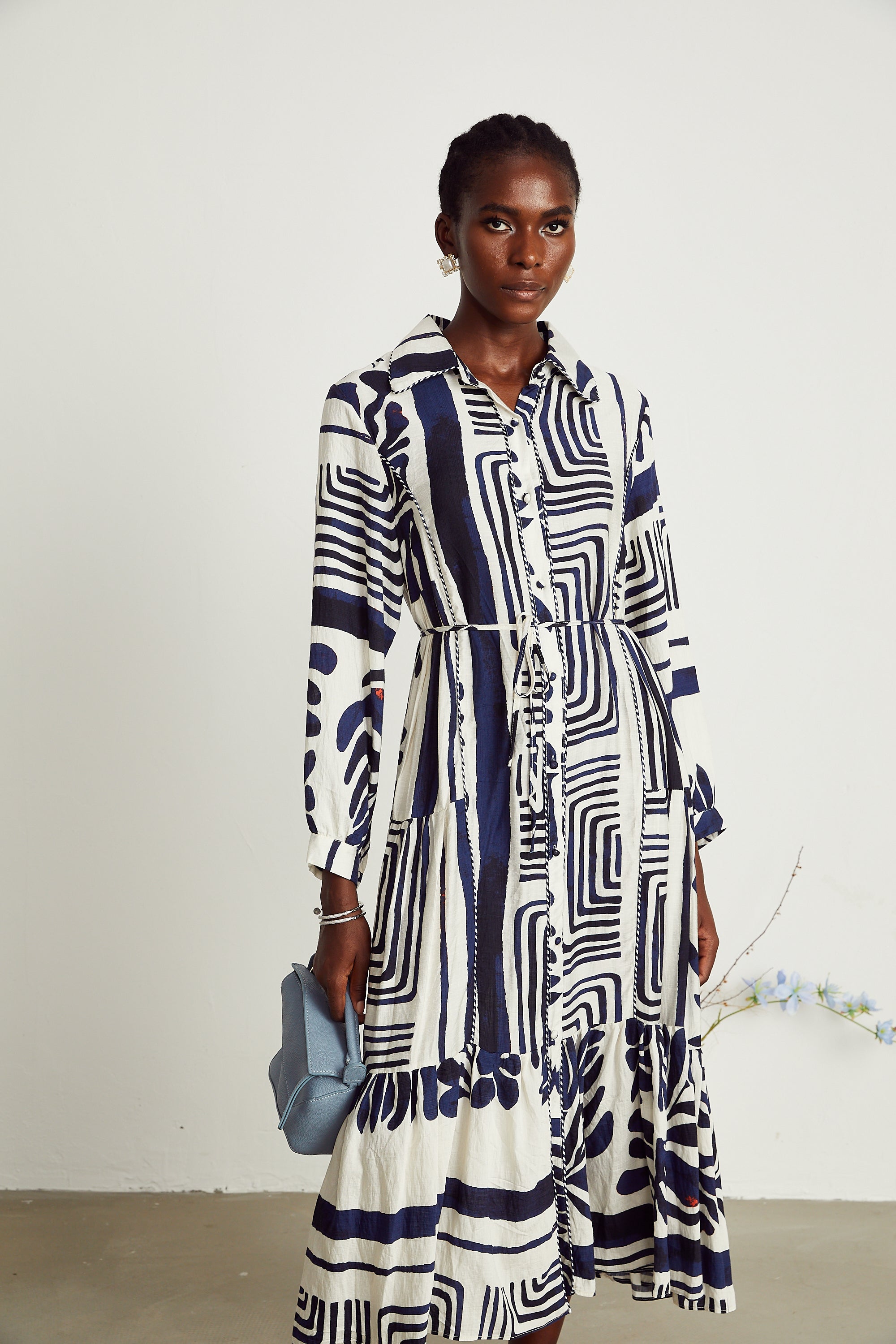 Colette geometric-print midi dress