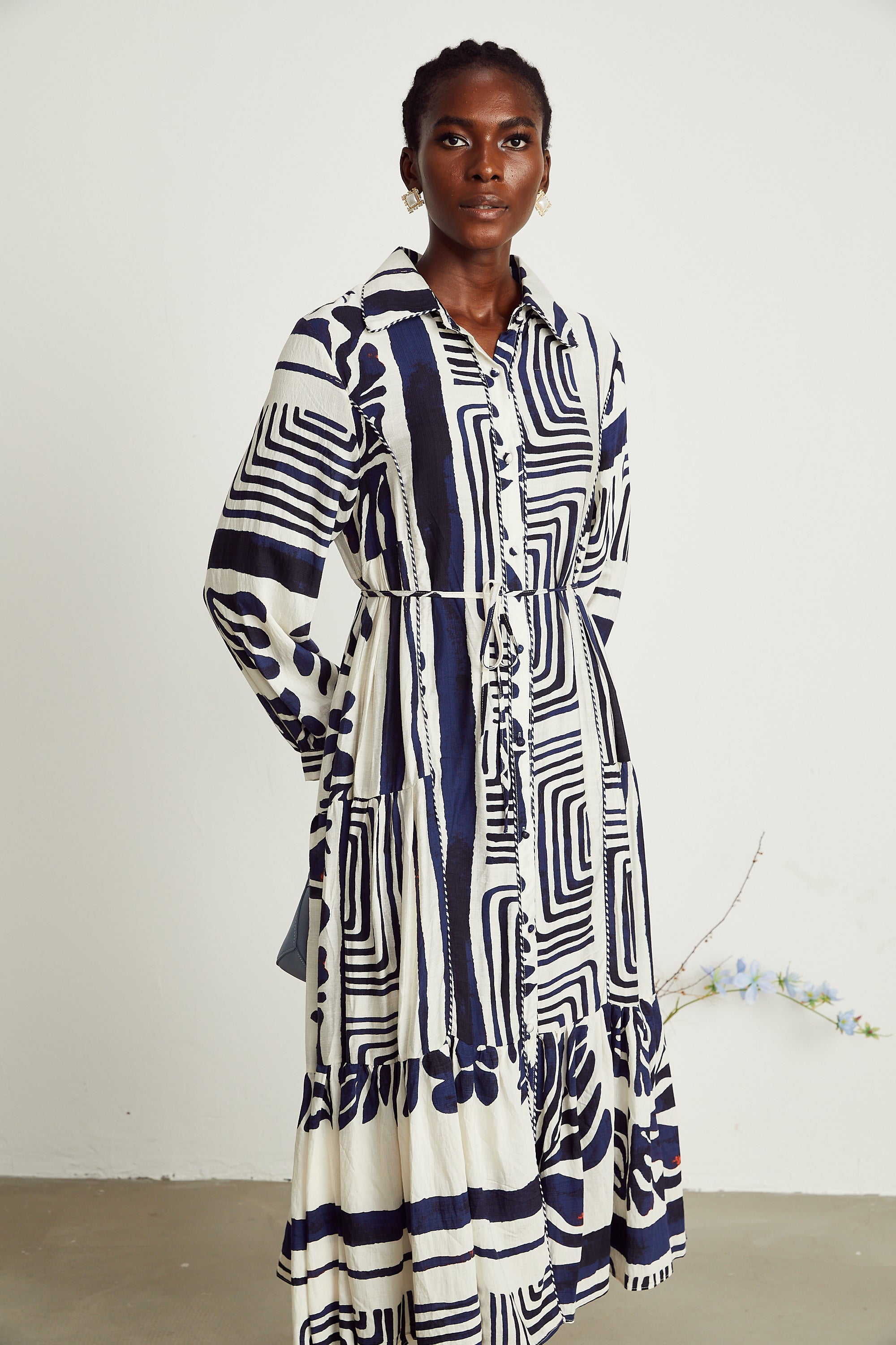 Colette geometric-print midi dress